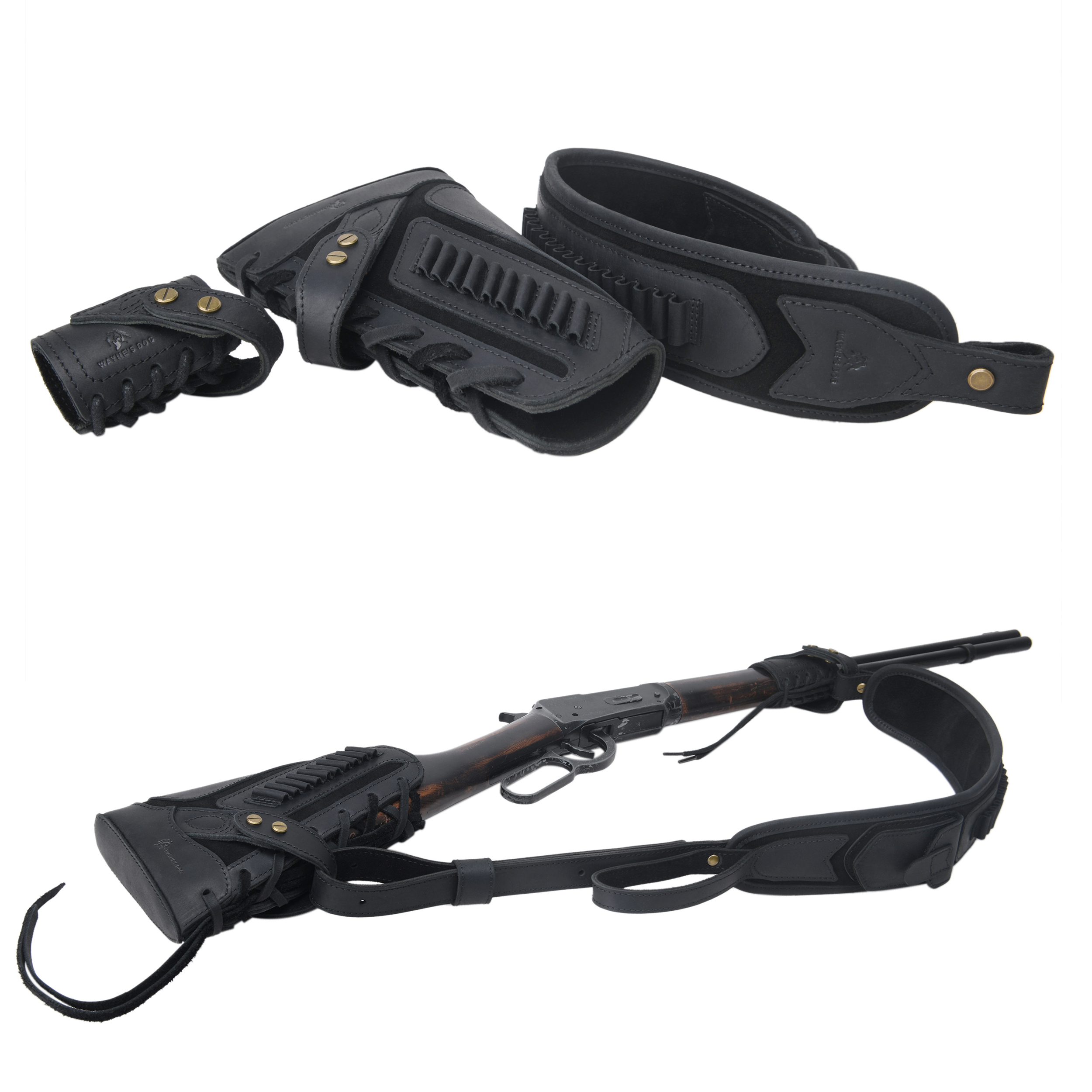 No Drill Set Leather Rifle Sling, Gun Buttstock, Sling Ring for.308.22