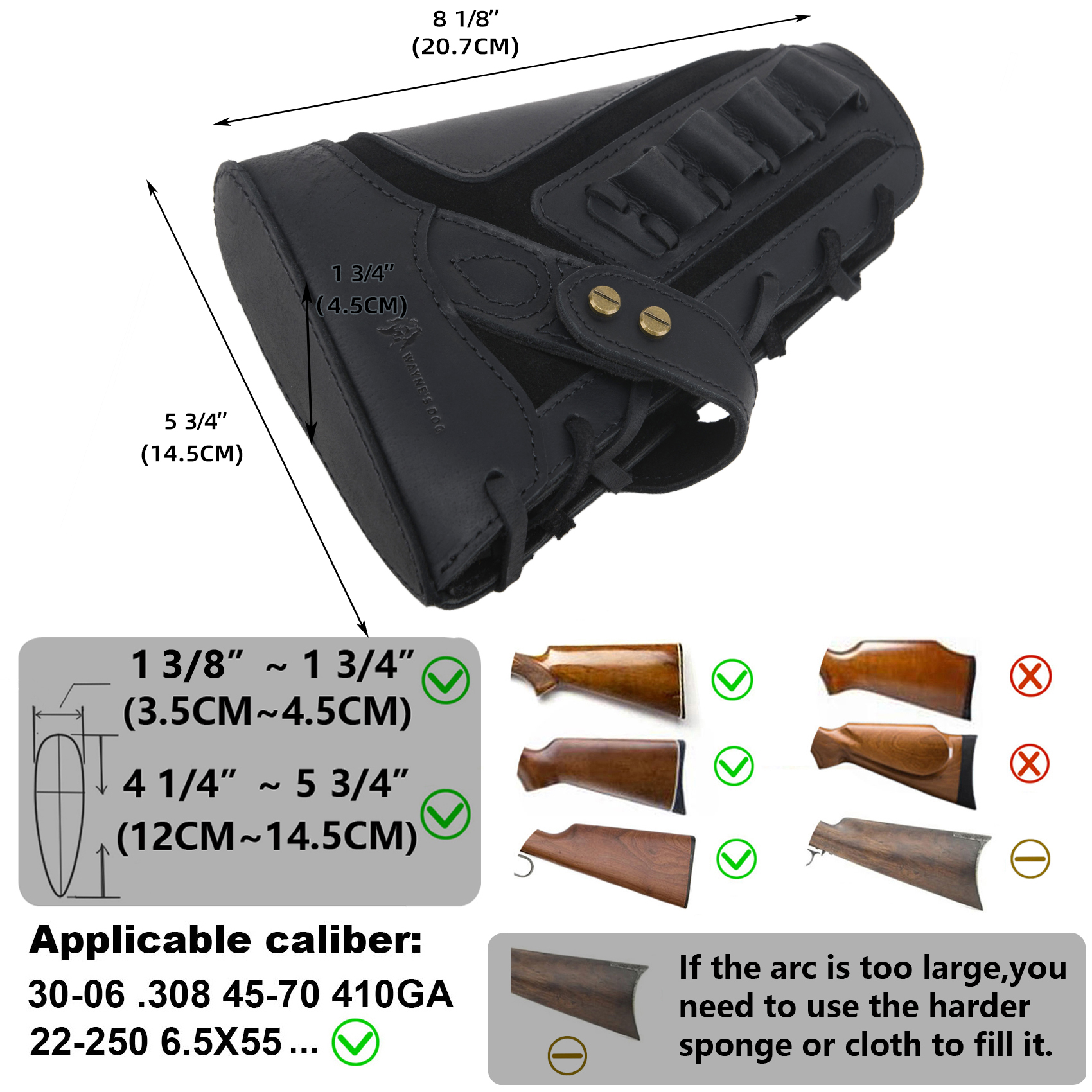 No Drill Set Leather Rifle Sling, Gun Buttstock, Sling Ring for.308.22