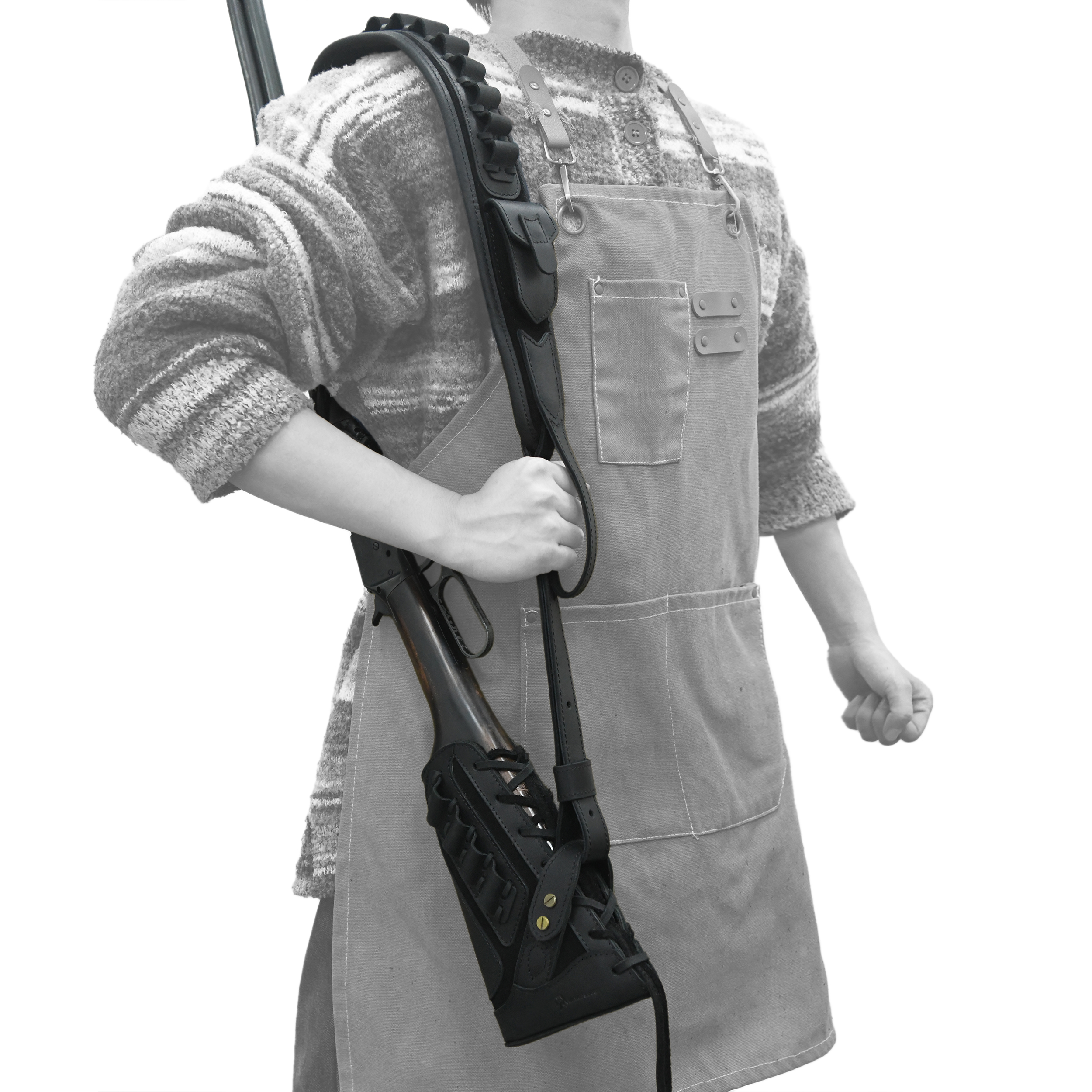 No Drill Set Leather Rifle Sling, Gun Buttstock, Sling Ring for.308.22