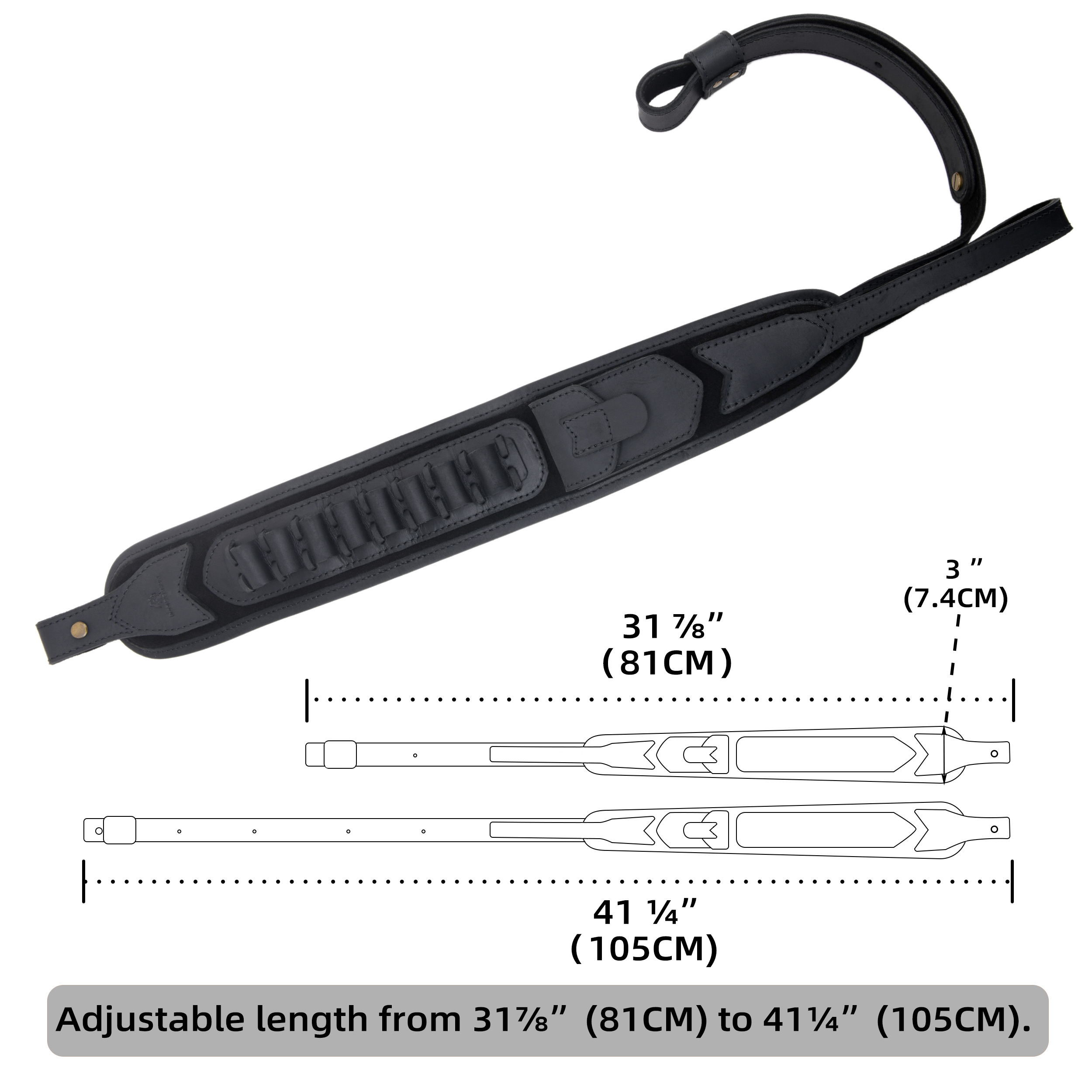 No Drill Set Leather Rifle Sling, Gun Buttstock, Sling Ring for.308.22