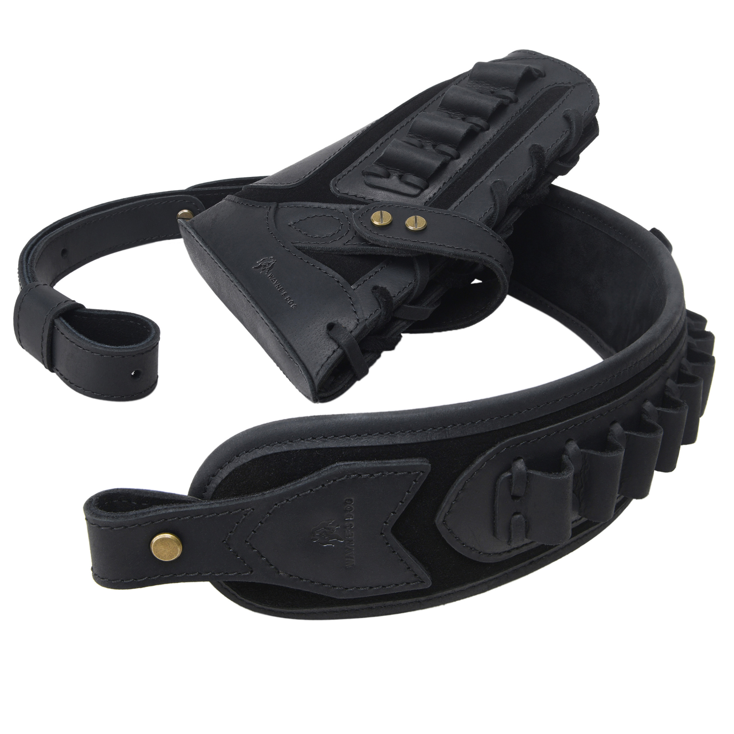 Cowhide Leather Rifle Buttstock Cheek Rest Pad with Matched Sling