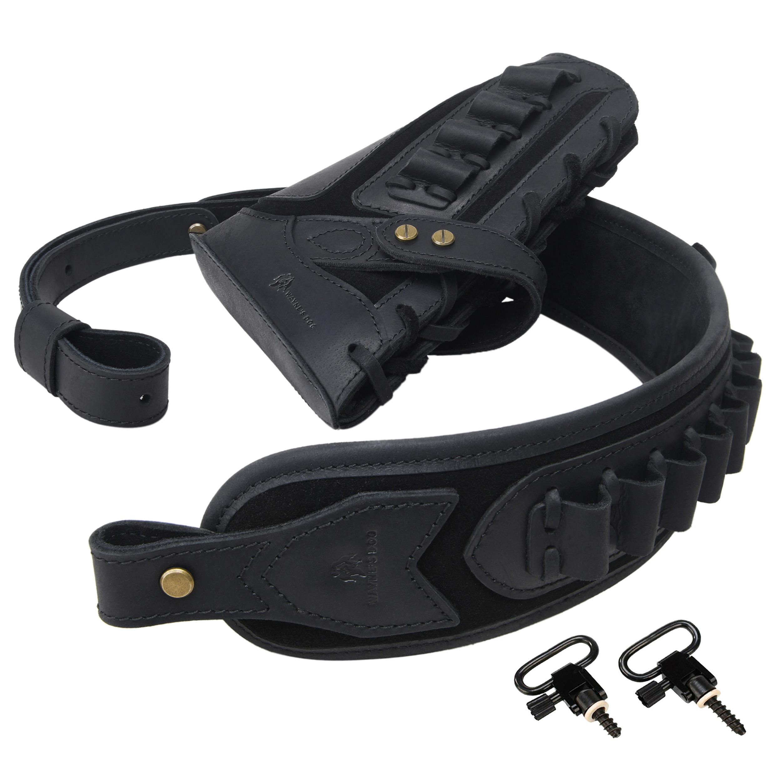 Cowhide Leather Rifle Buttstock Cheek Rest Pad with Matched Sling