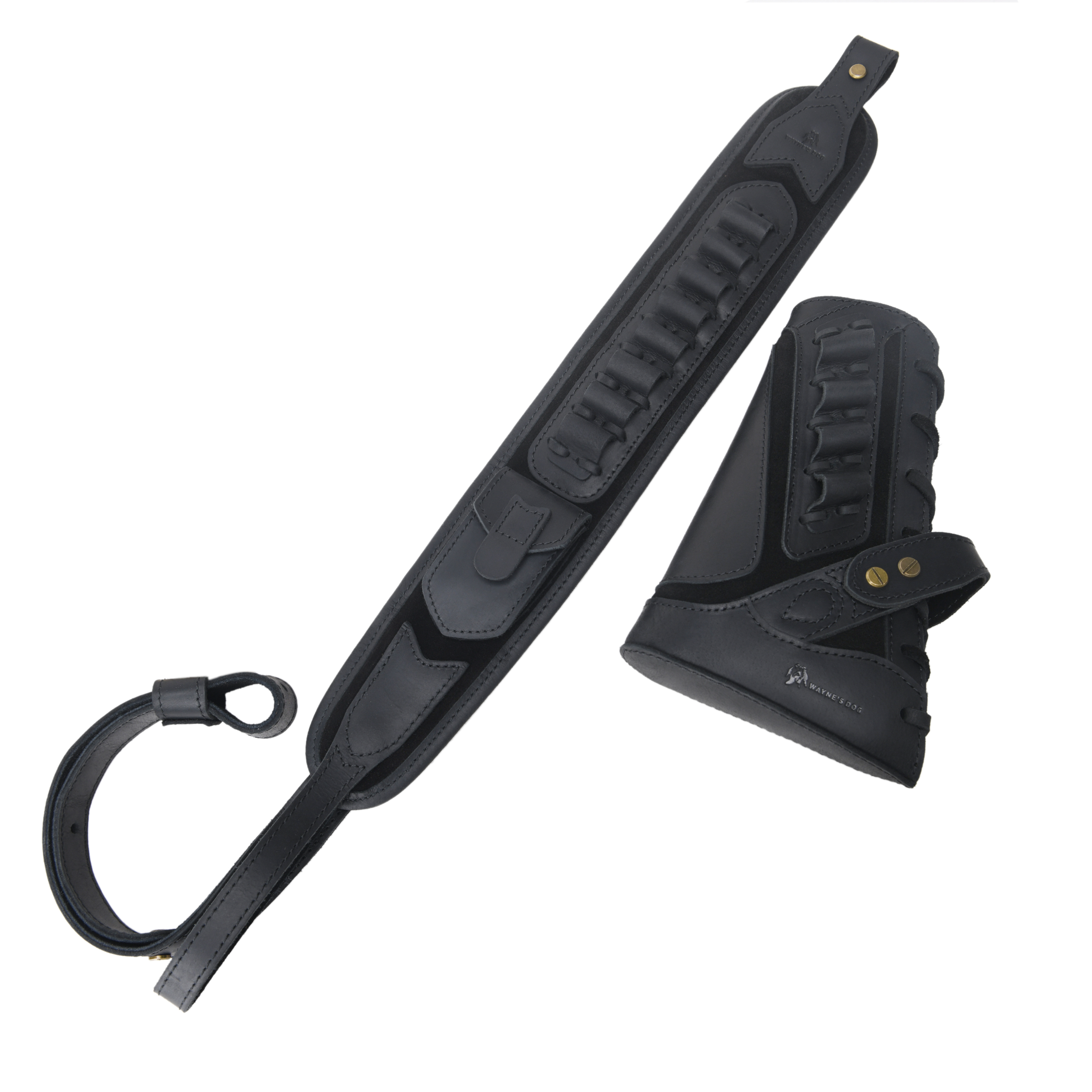 Cowhide Leather Rifle Buttstock Cheek Rest Pad with Matched Sling