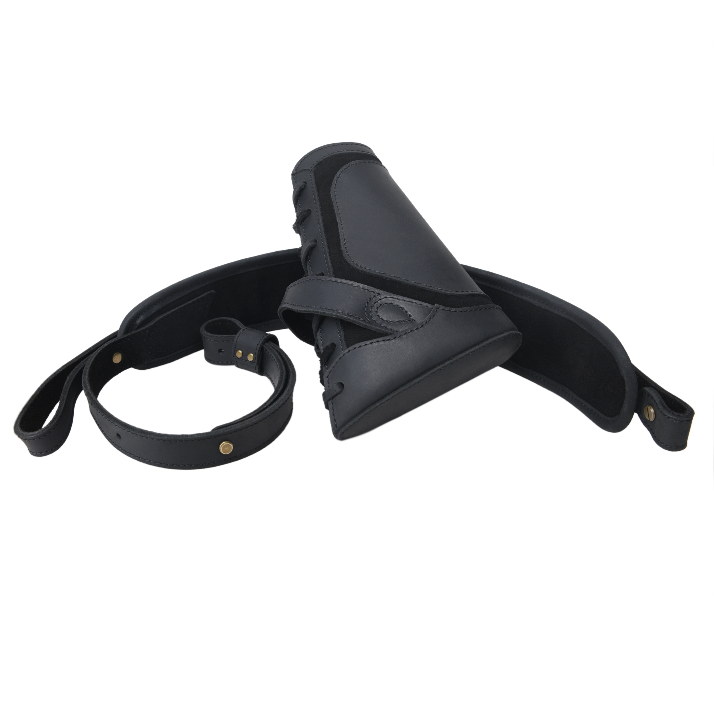 Cowhide Leather Rifle Buttstock Cheek Rest Pad with Matched Sling