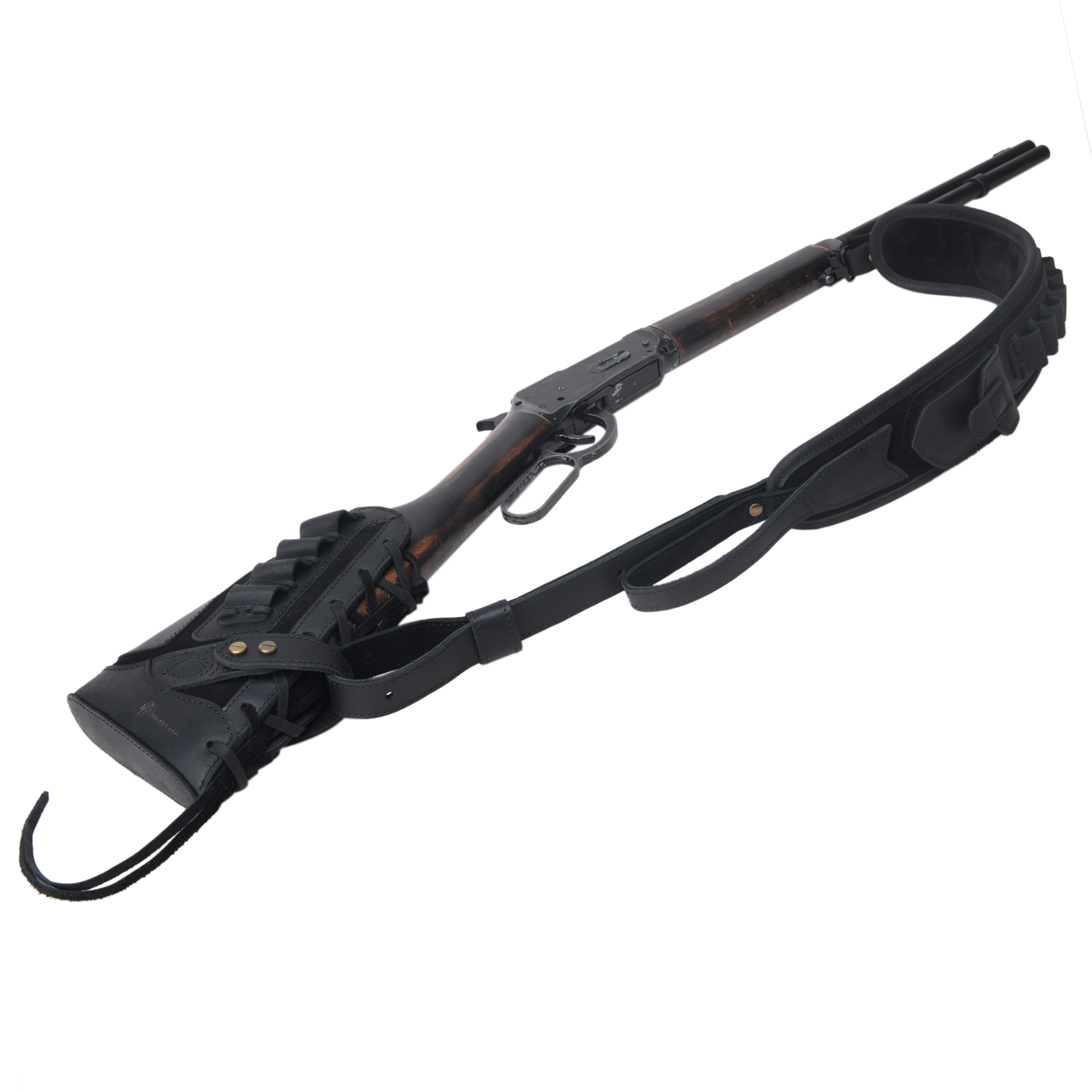 Cowhide Leather Rifle Buttstock Cheek Rest Pad with Matched Sling