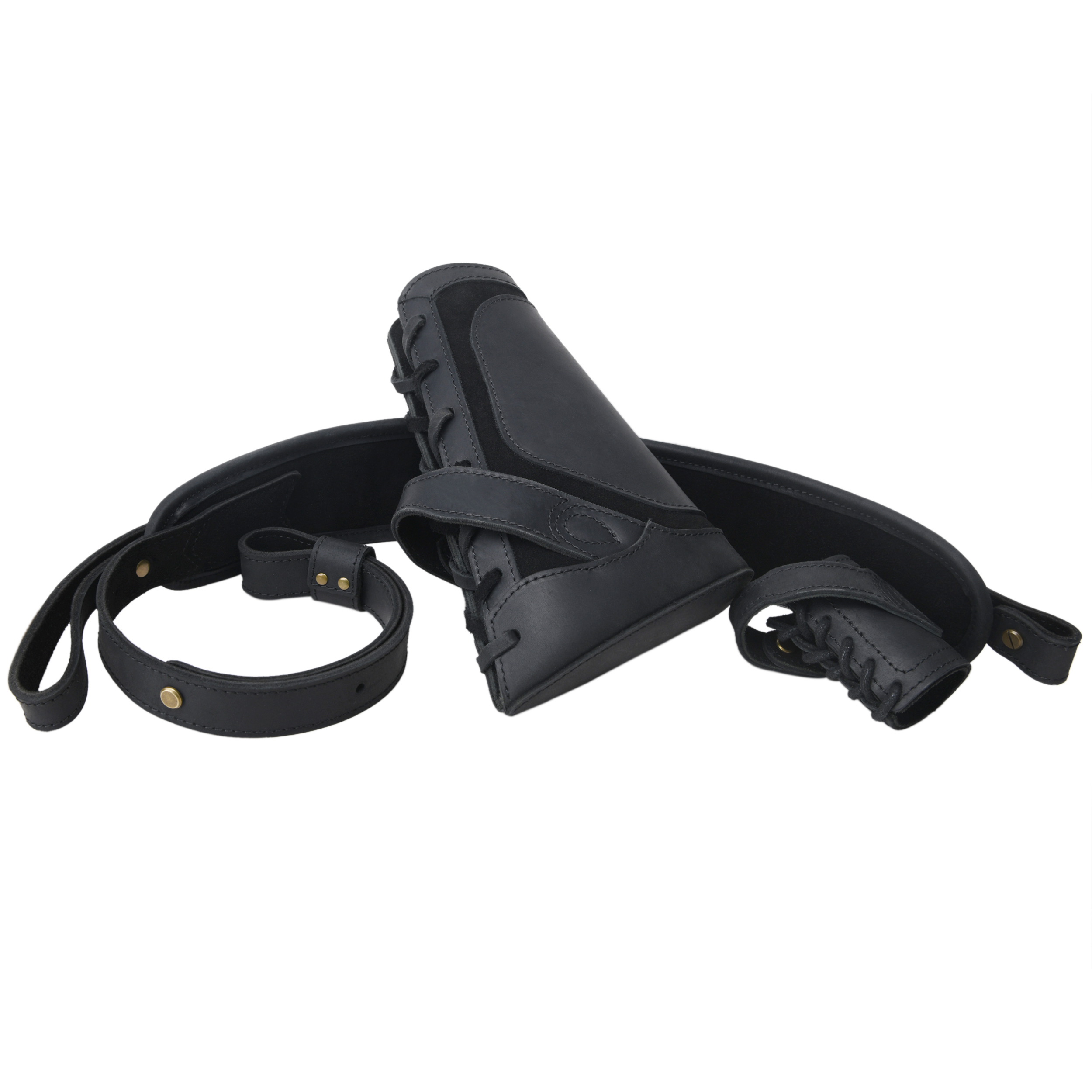 No Drill Set Leather Rifle Sling, Gun Buttstock, Sling Ring for.308.22