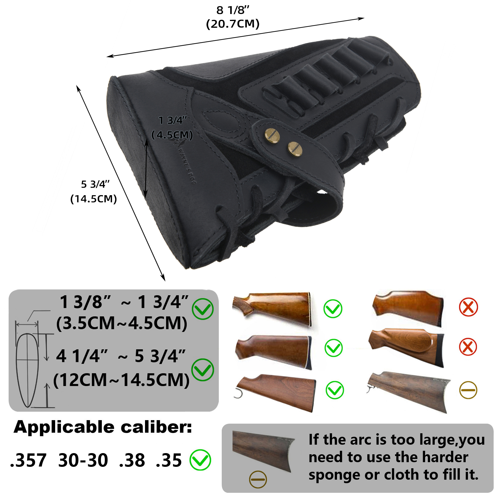 No Drill Set Leather Rifle Sling, Gun Buttstock, Sling Ring for.308.22