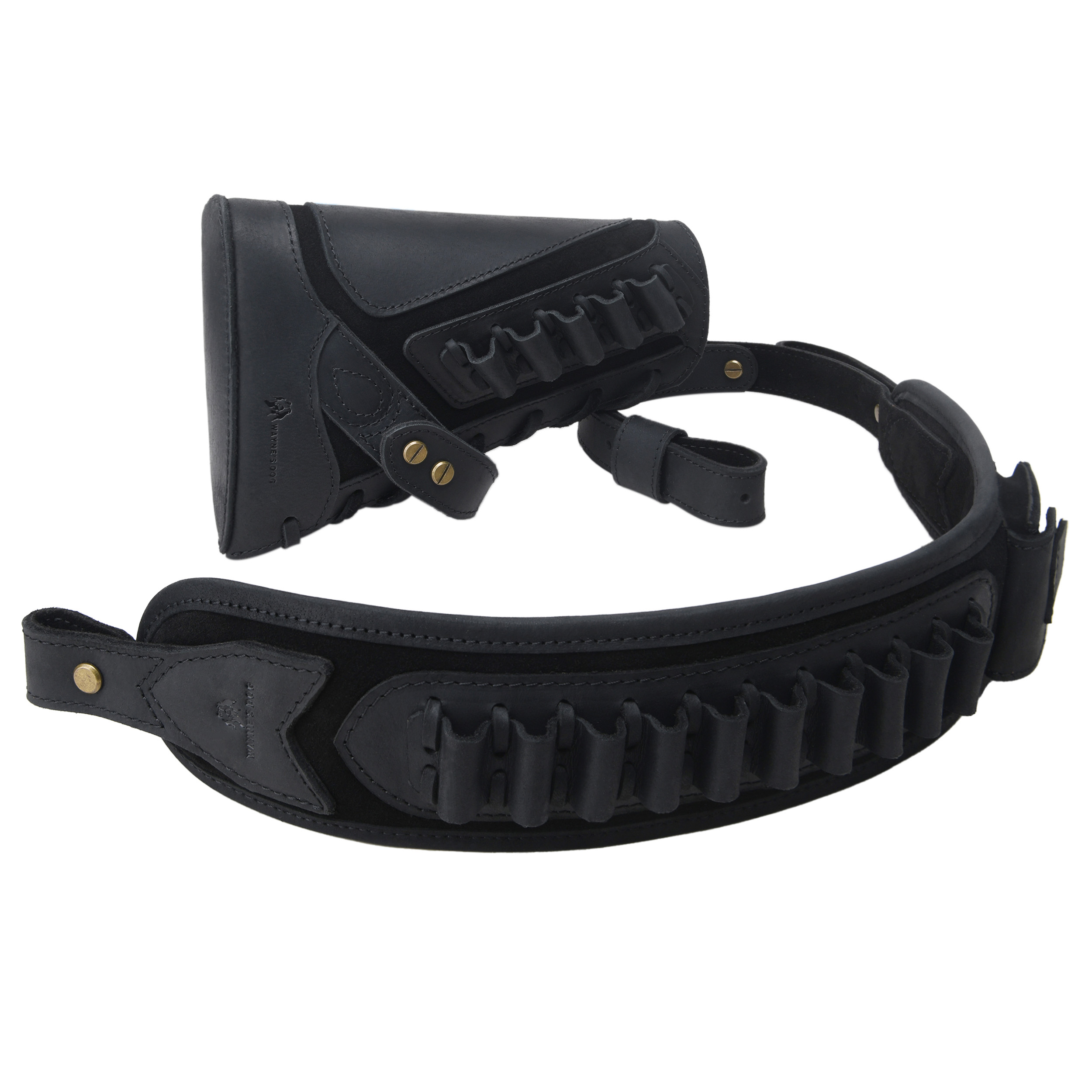 Cowhide Leather Rifle Buttstock Cheek Rest Pad with Matched Sling