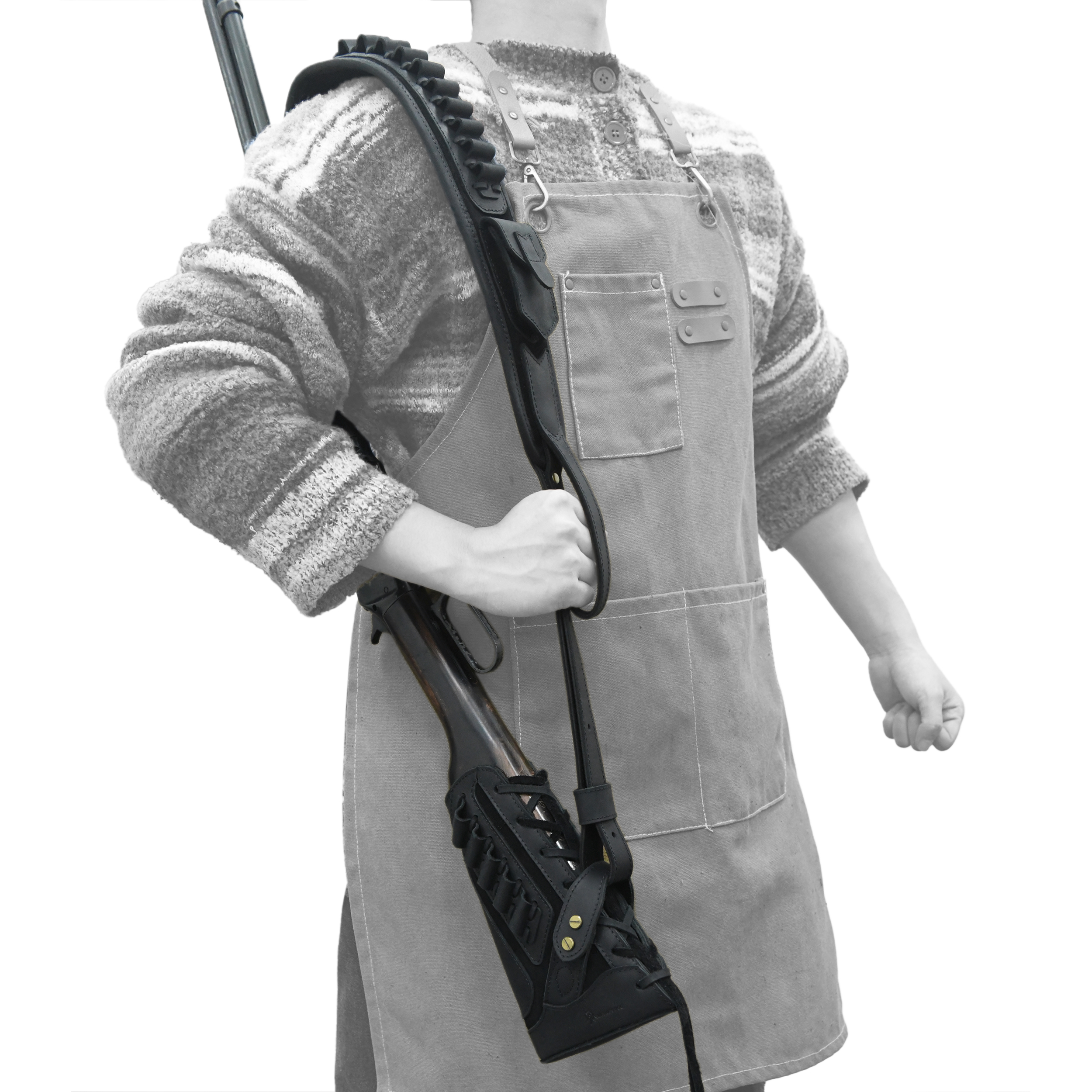 No Drill Set Leather Rifle Sling, Gun Buttstock, Sling Ring for.308.22