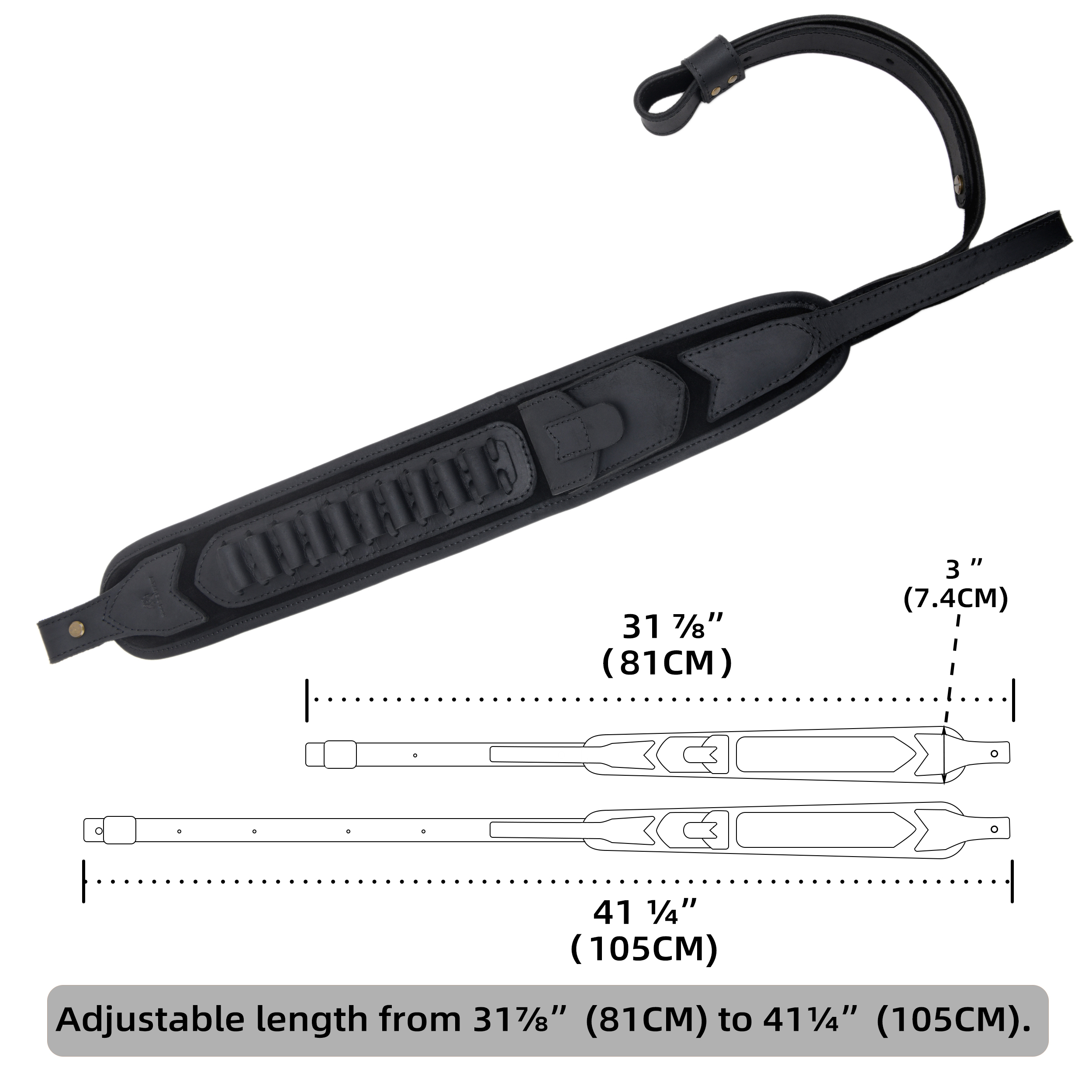 No Drill Set Leather Rifle Sling, Gun Buttstock, Sling Ring for.308.22