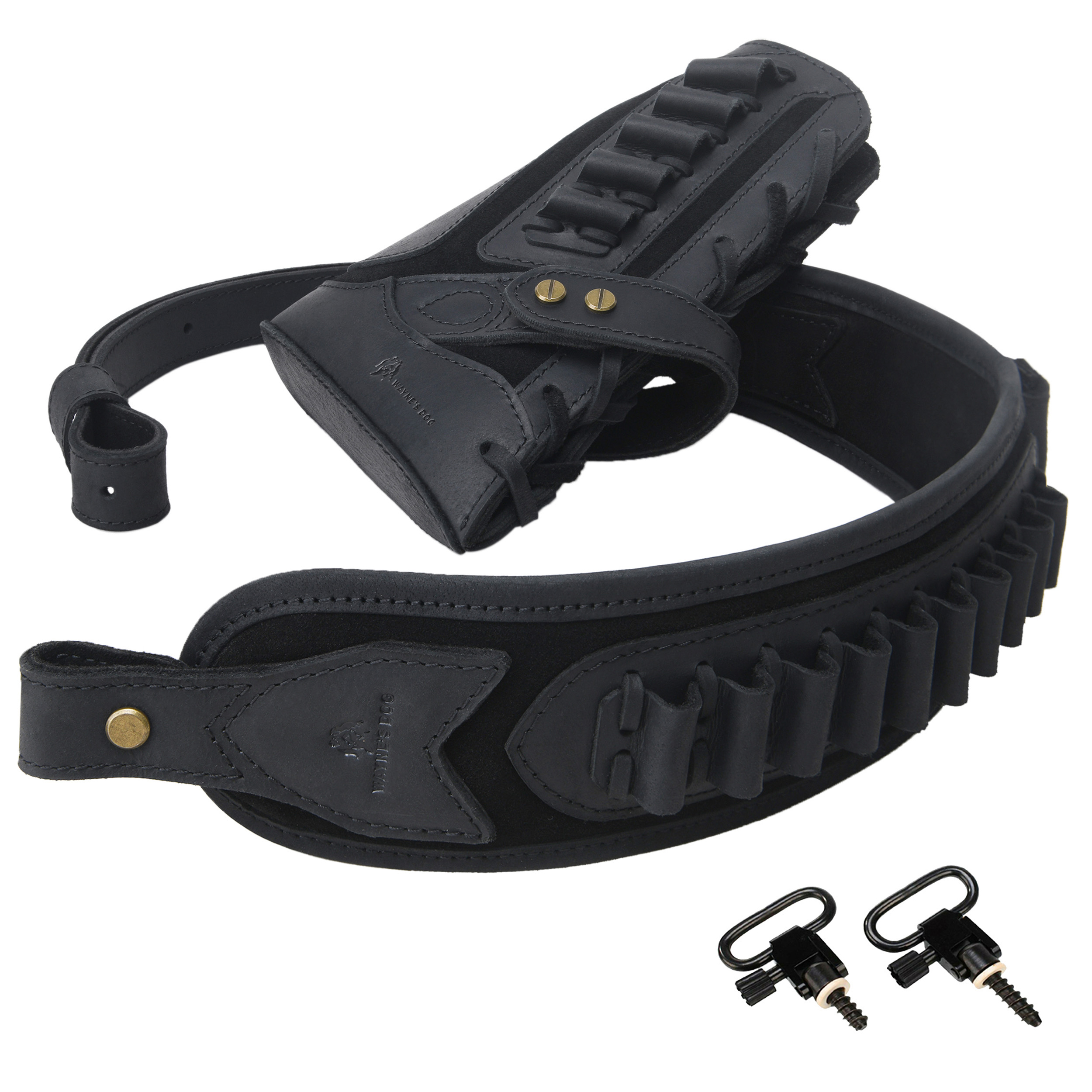 Cowhide Leather Rifle Buttstock Cheek Rest Pad with Matched Sling