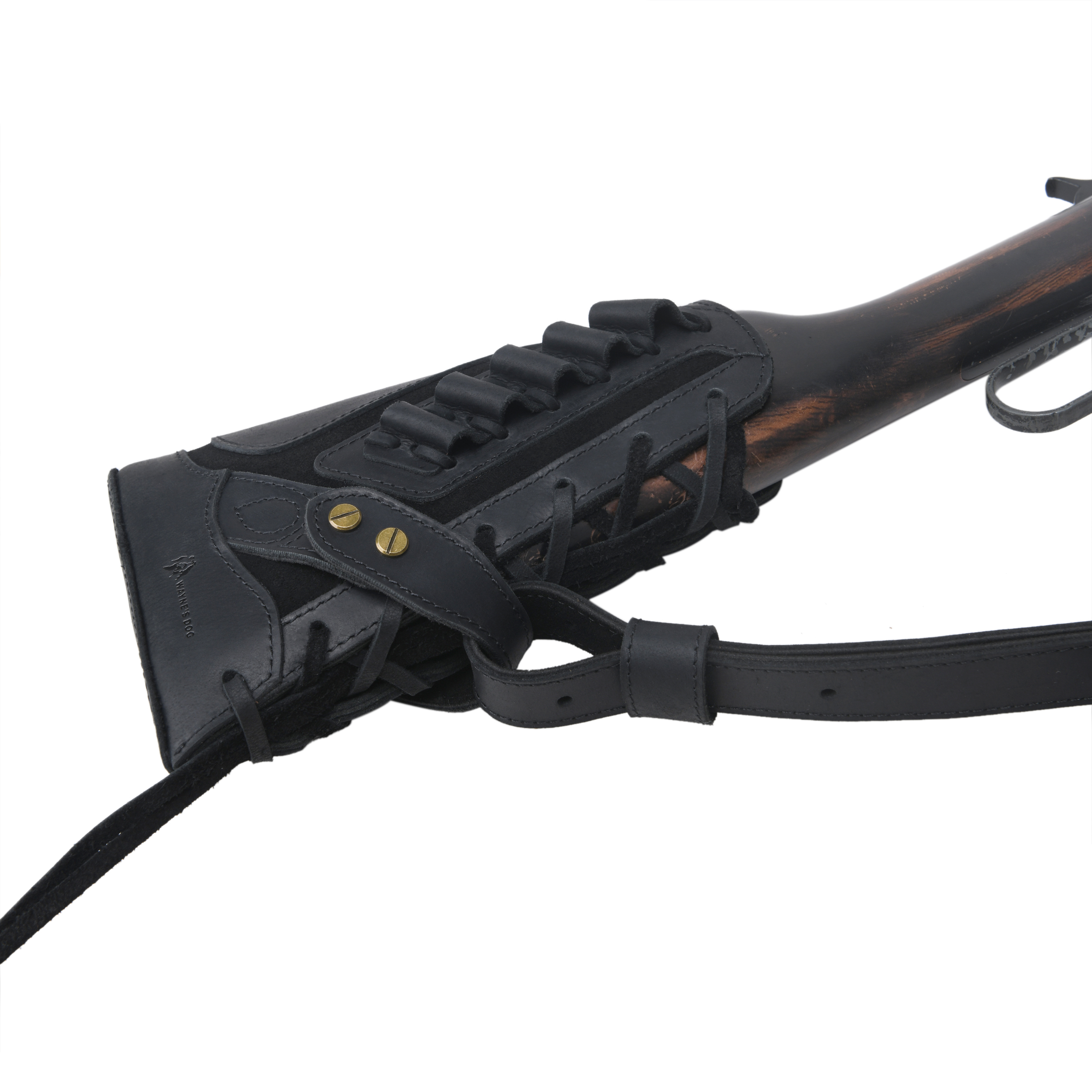 Cowhide Leather Rifle Buttstock Cheek Rest Pad with Matched Sling