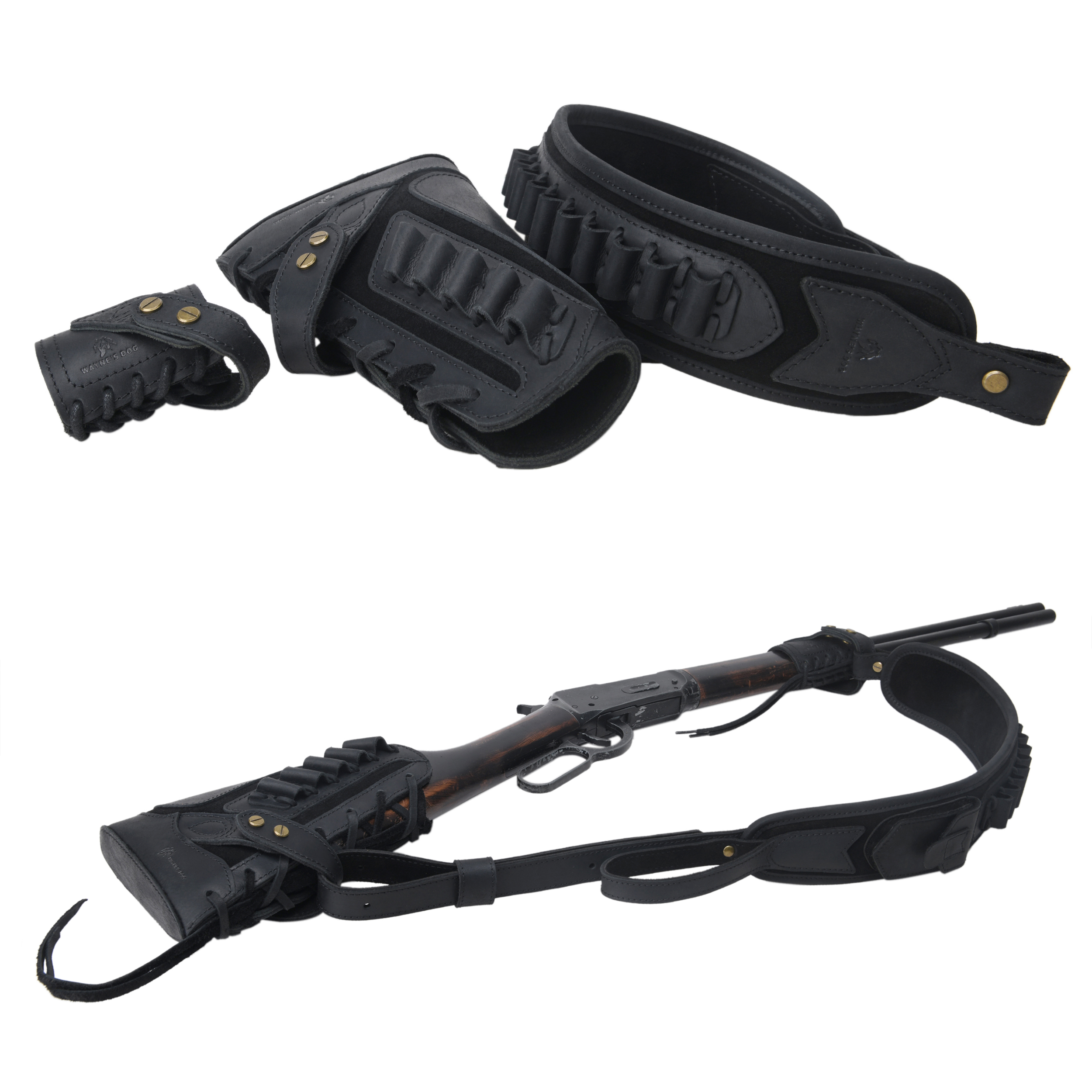 No Drill Set Leather Rifle Sling, Gun Buttstock, Sling Ring for.308.22