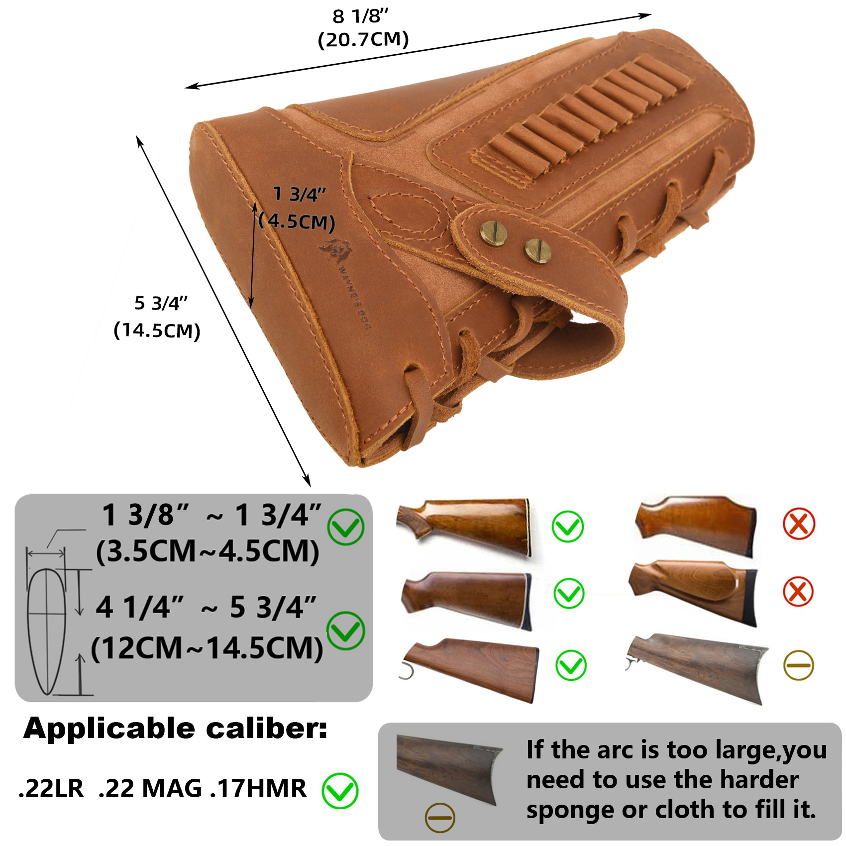 No Drill Set Leather Rifle Sling, Gun Buttstock, Sling Ring for.308.22