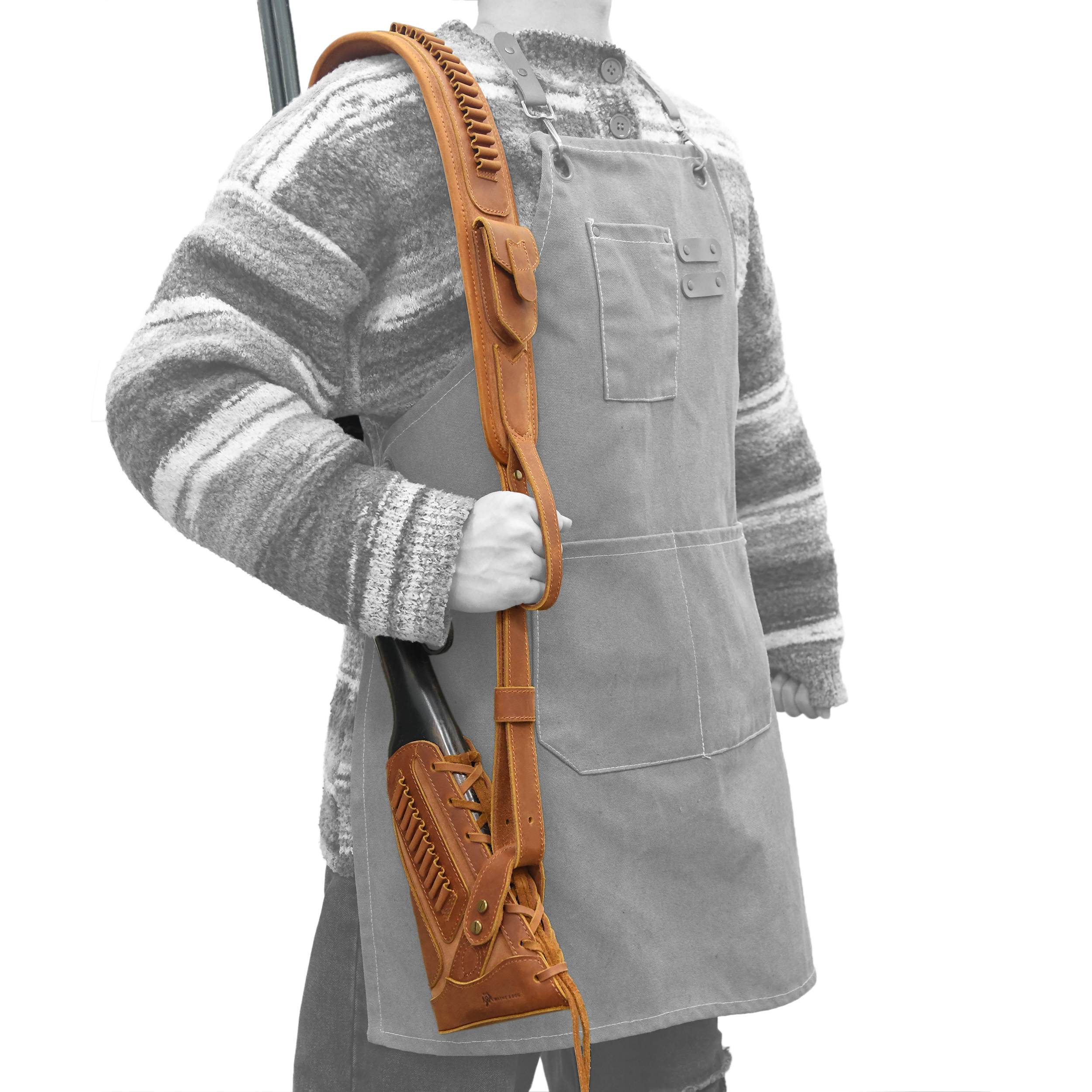 No Drill Set Leather Rifle Sling, Gun Buttstock, Sling Ring for.308.22