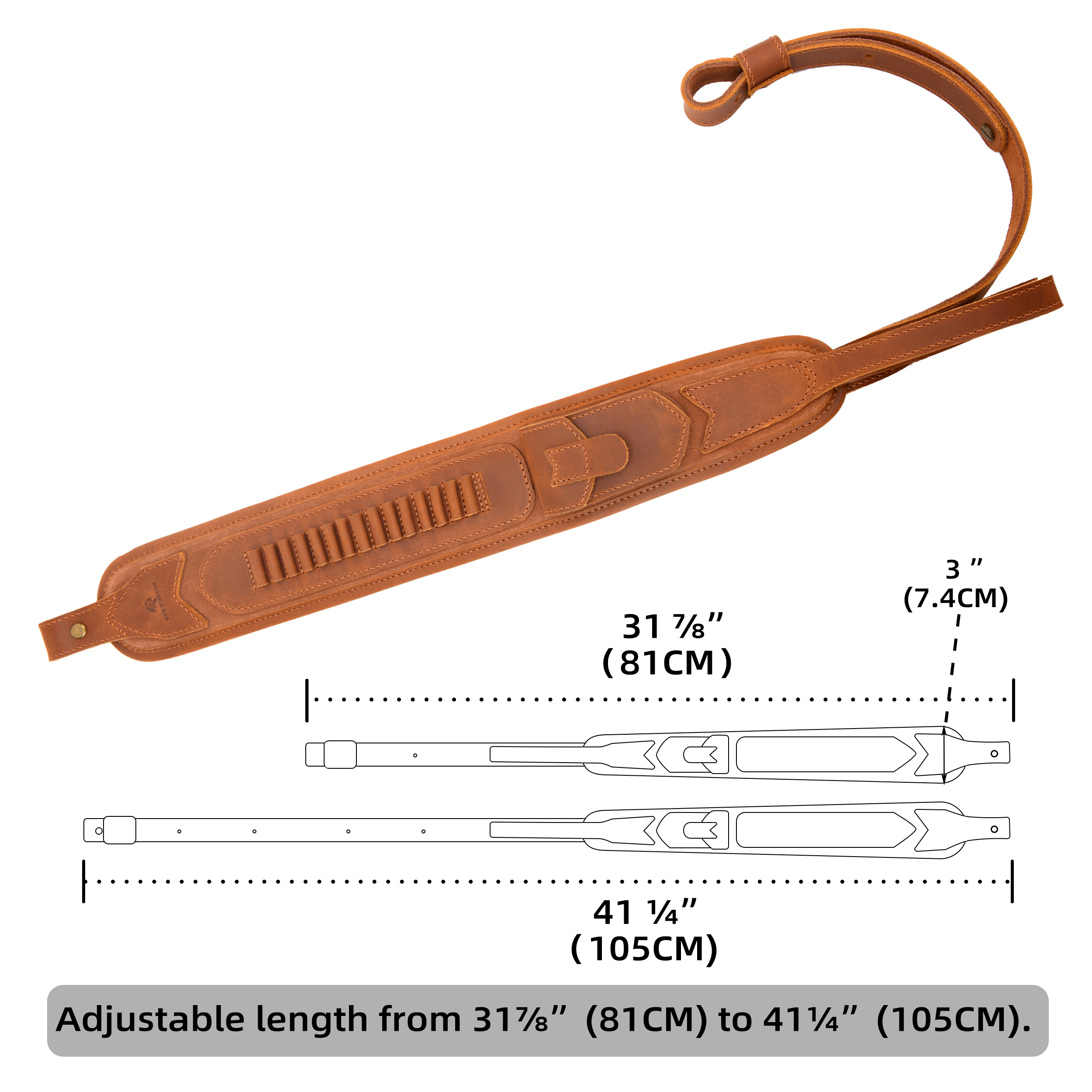 No Drill Set Leather Rifle Sling, Gun Buttstock, Sling Ring for.308.22