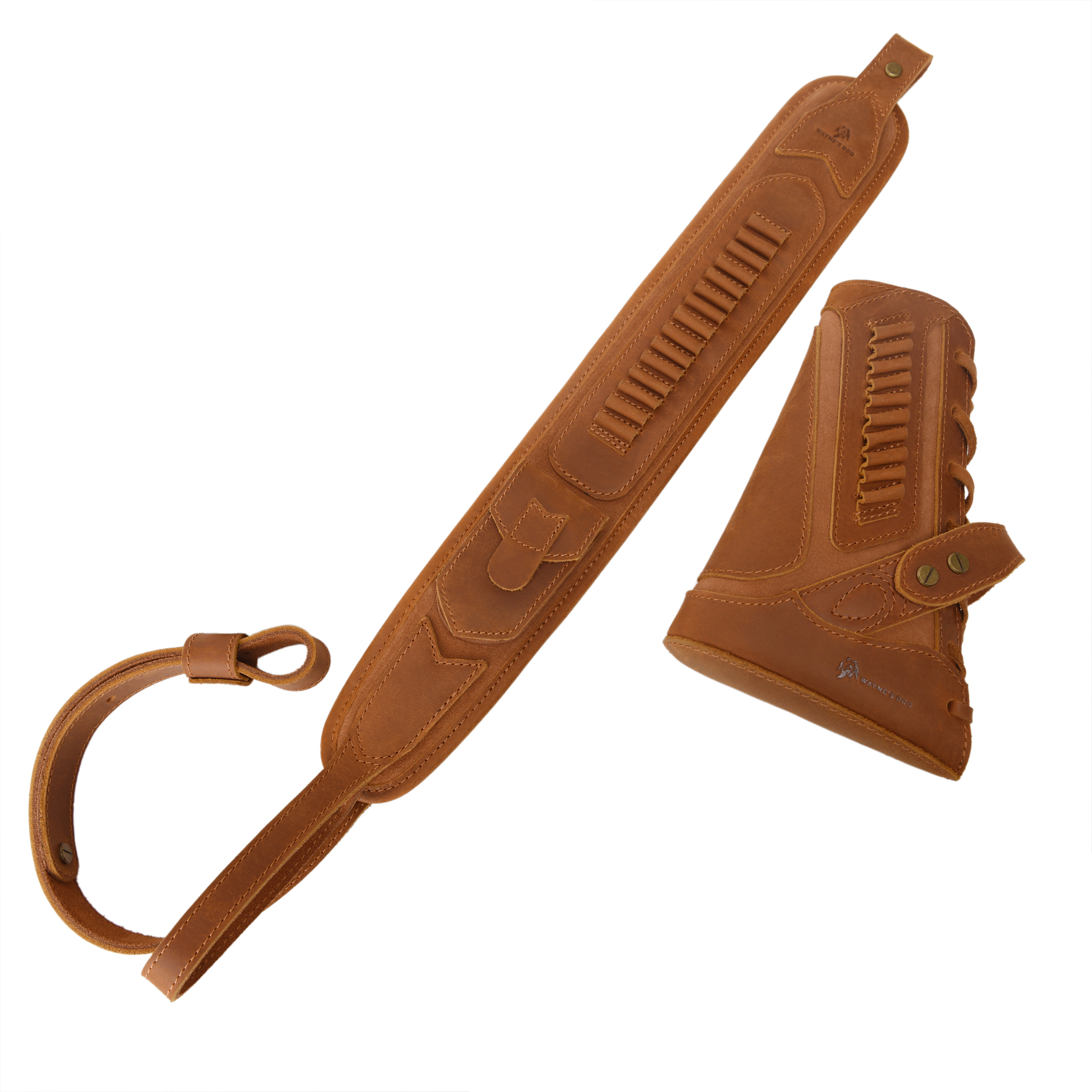 Cowhide Leather Rifle Buttstock Cheek Rest Pad with Matched Sling