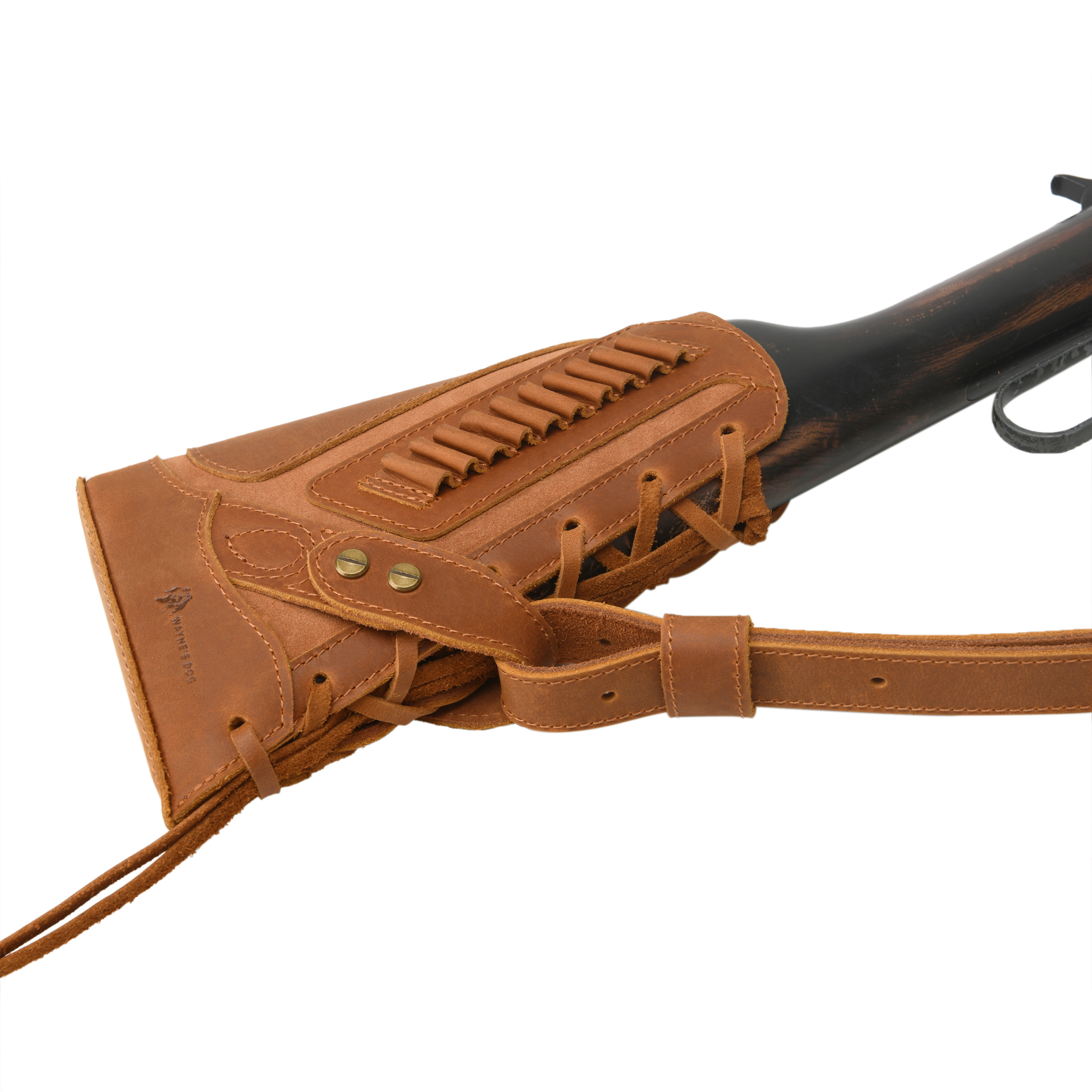 Cowhide Leather Rifle Buttstock Cheek Rest Pad with Matched Sling