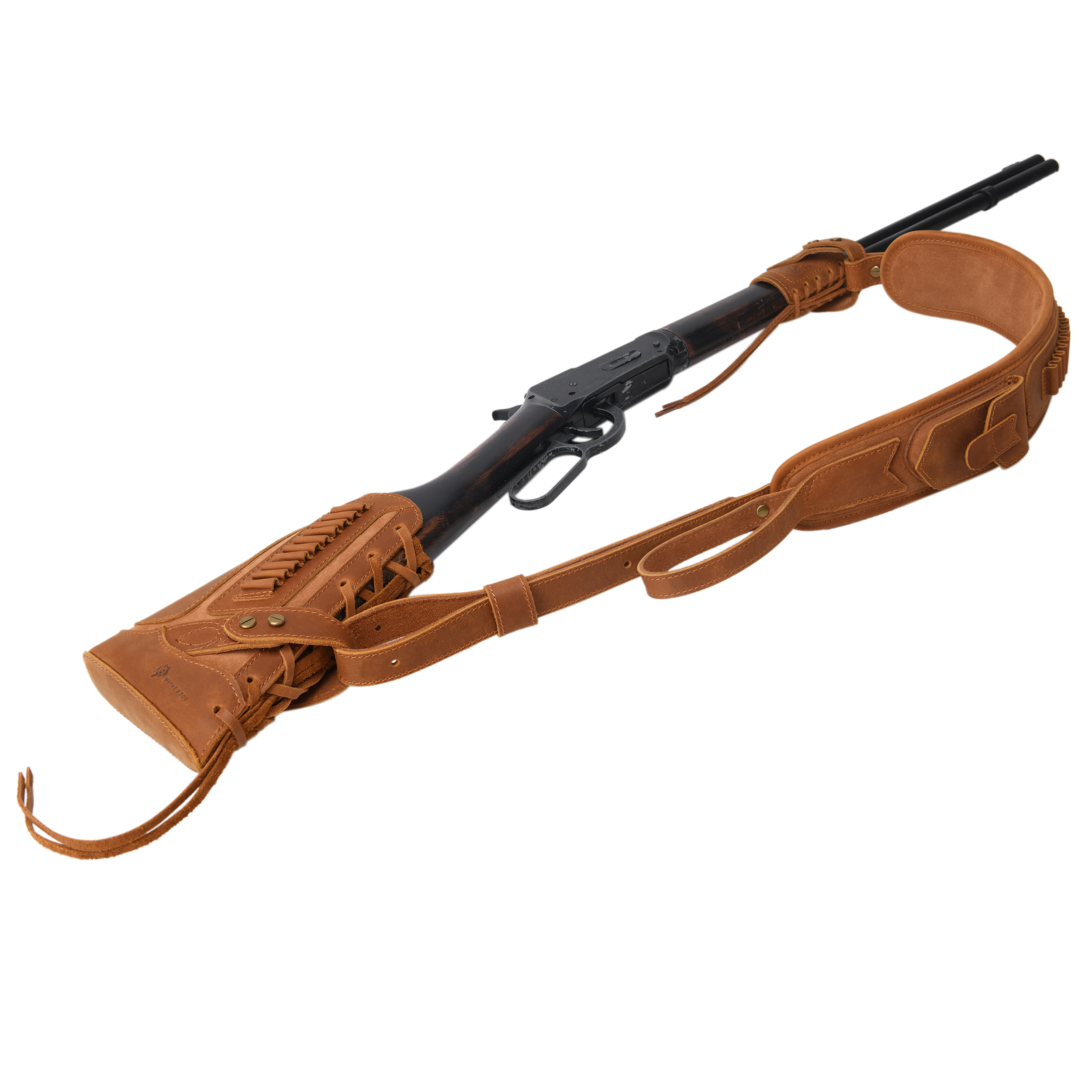 No Drill Set Leather Rifle Sling, Gun Buttstock, Sling Ring for.308.22