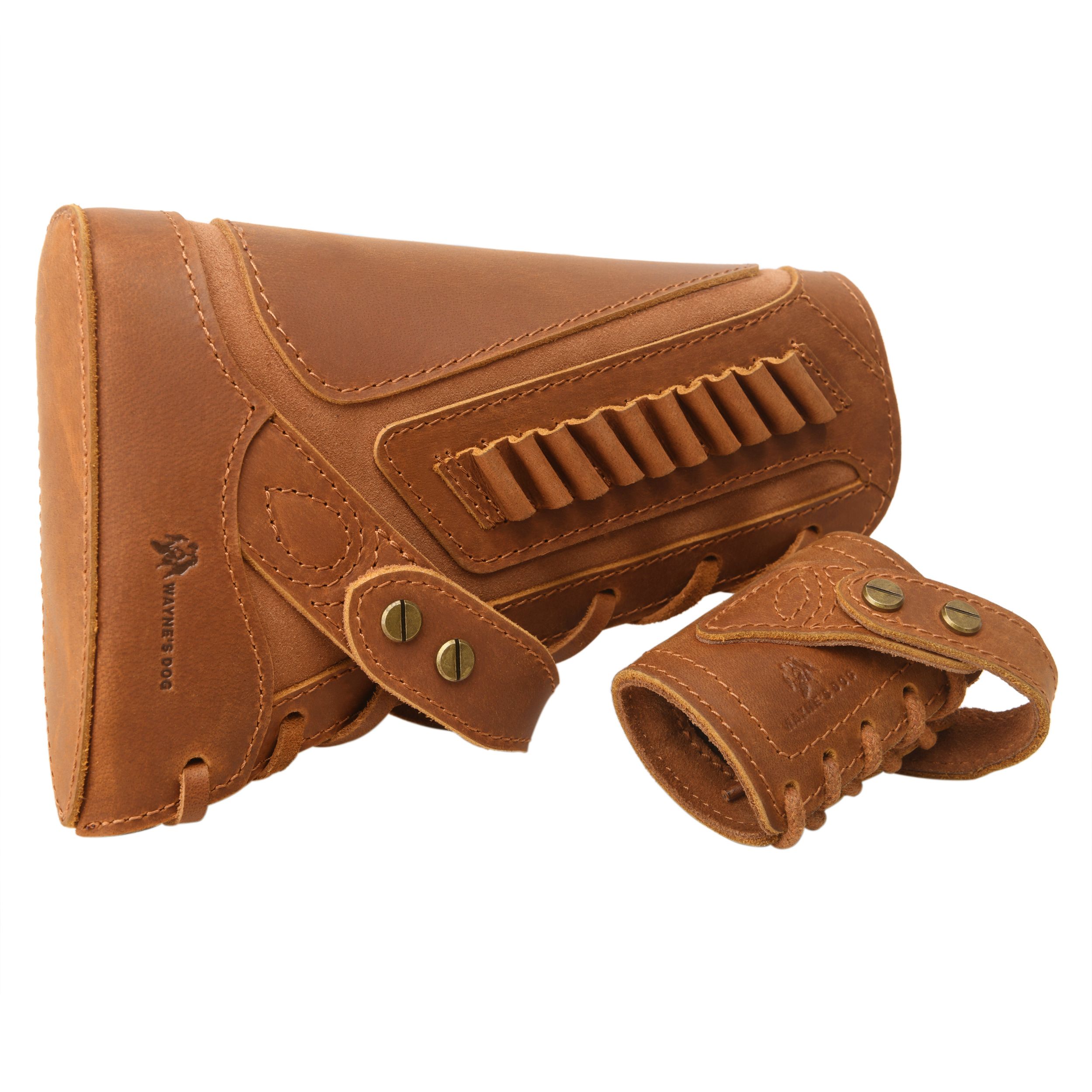 Leather No-Drill Rifle Magazine Pouch with Sling Ring for .30-30.45-70