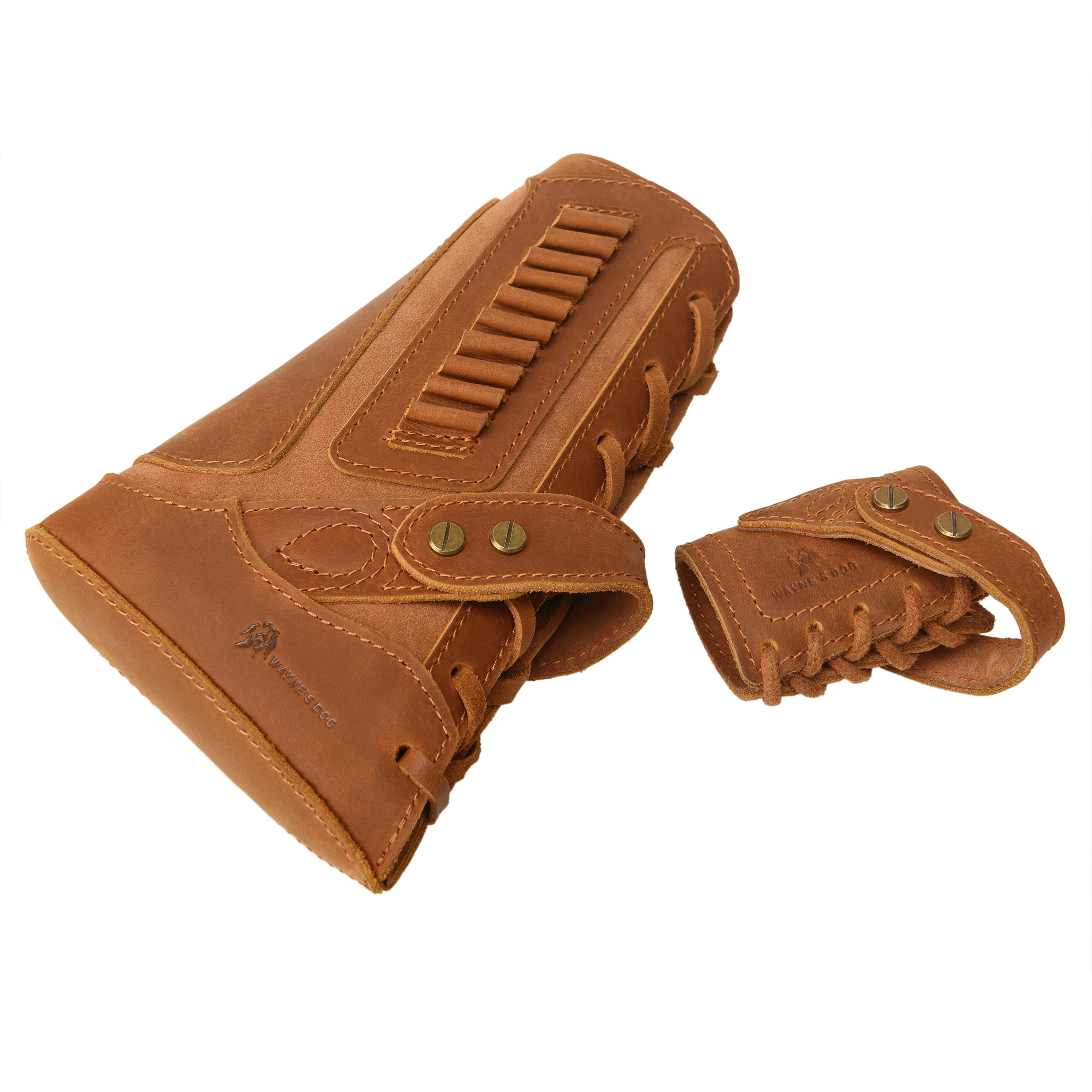 Leather No-Drill Rifle Magazine Pouch with Sling Ring for .30-30.45-70