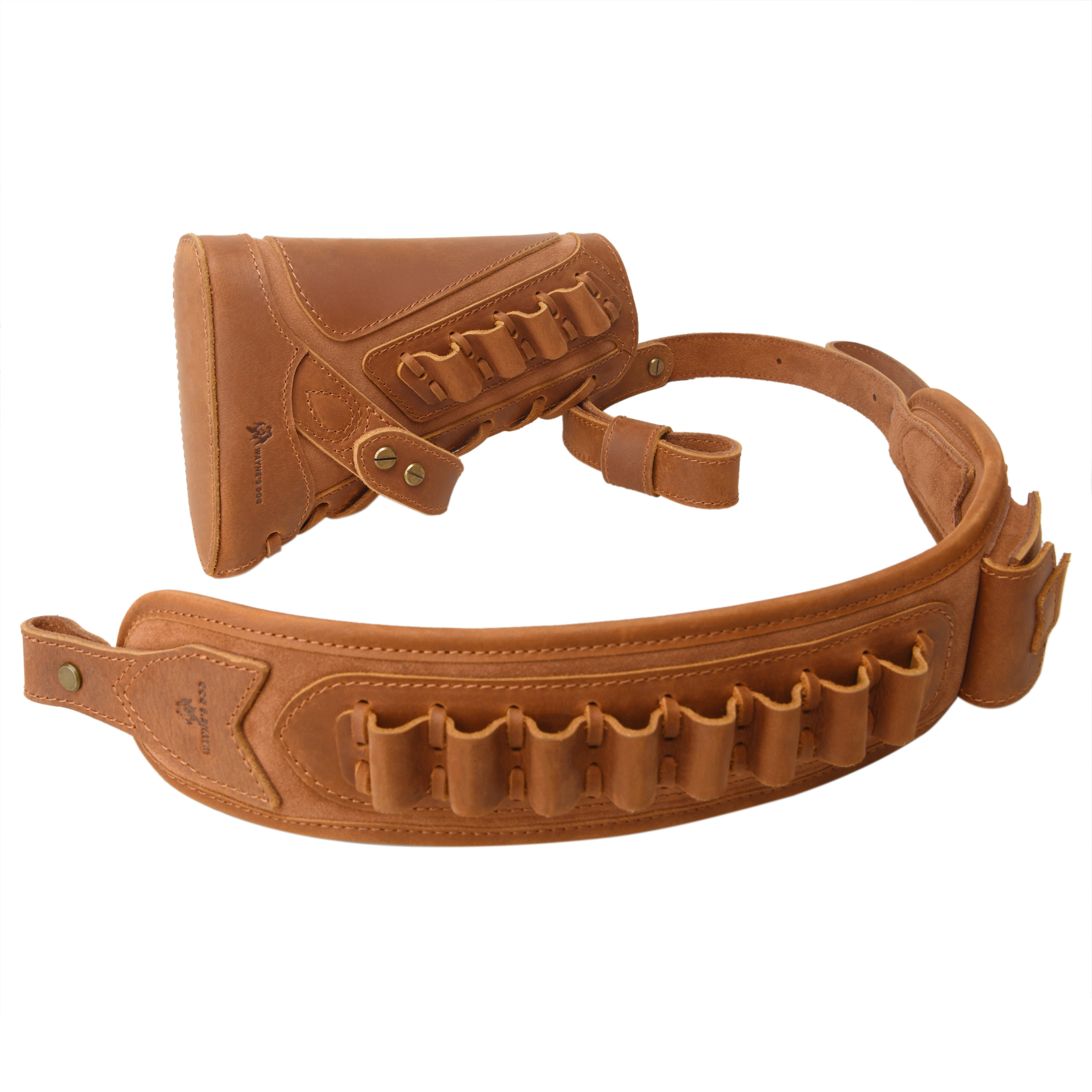 Cowhide Leather Rifle Buttstock Cheek Rest Pad with Matched Sling