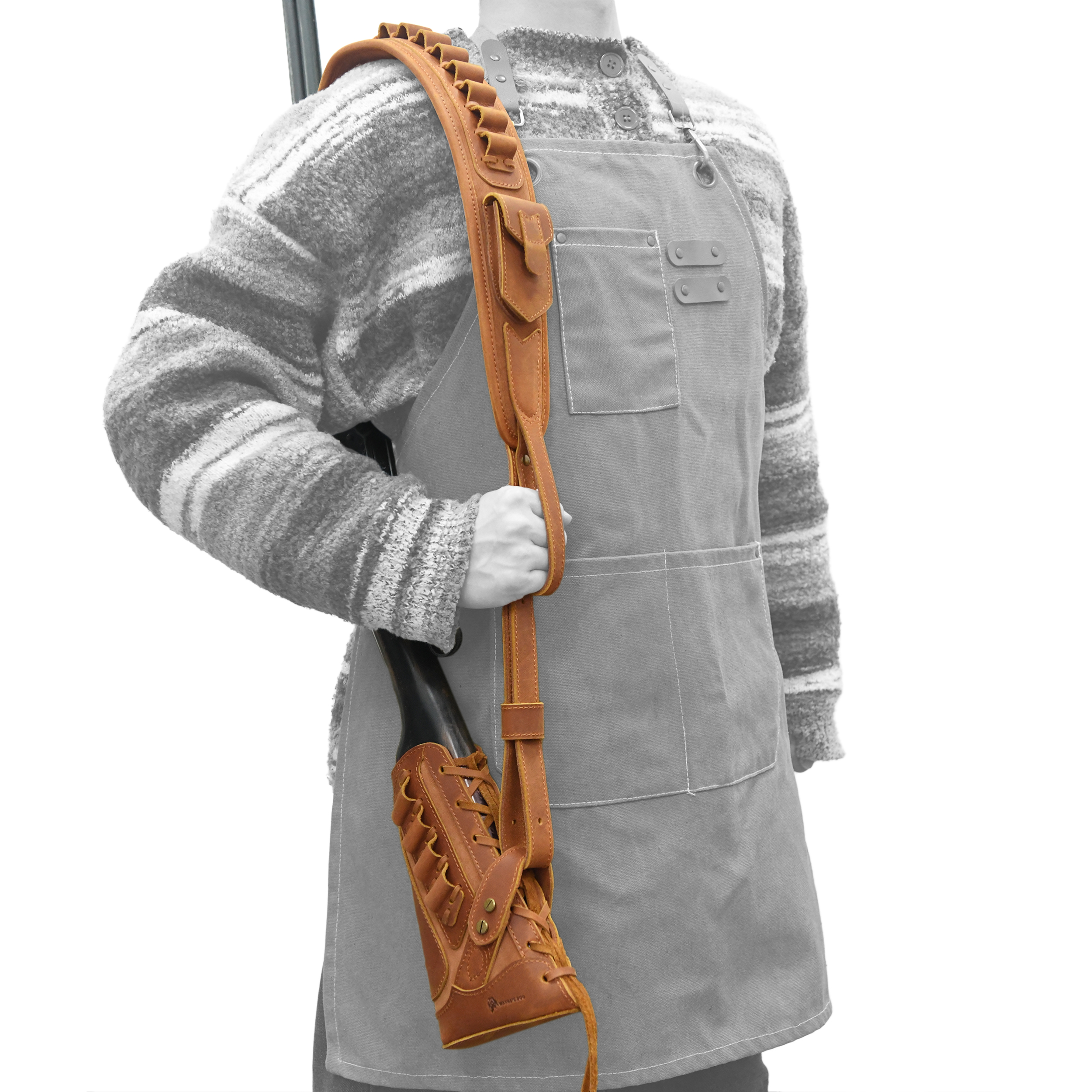 No Drill Set Leather Rifle Sling, Gun Buttstock, Sling Ring for.308.22