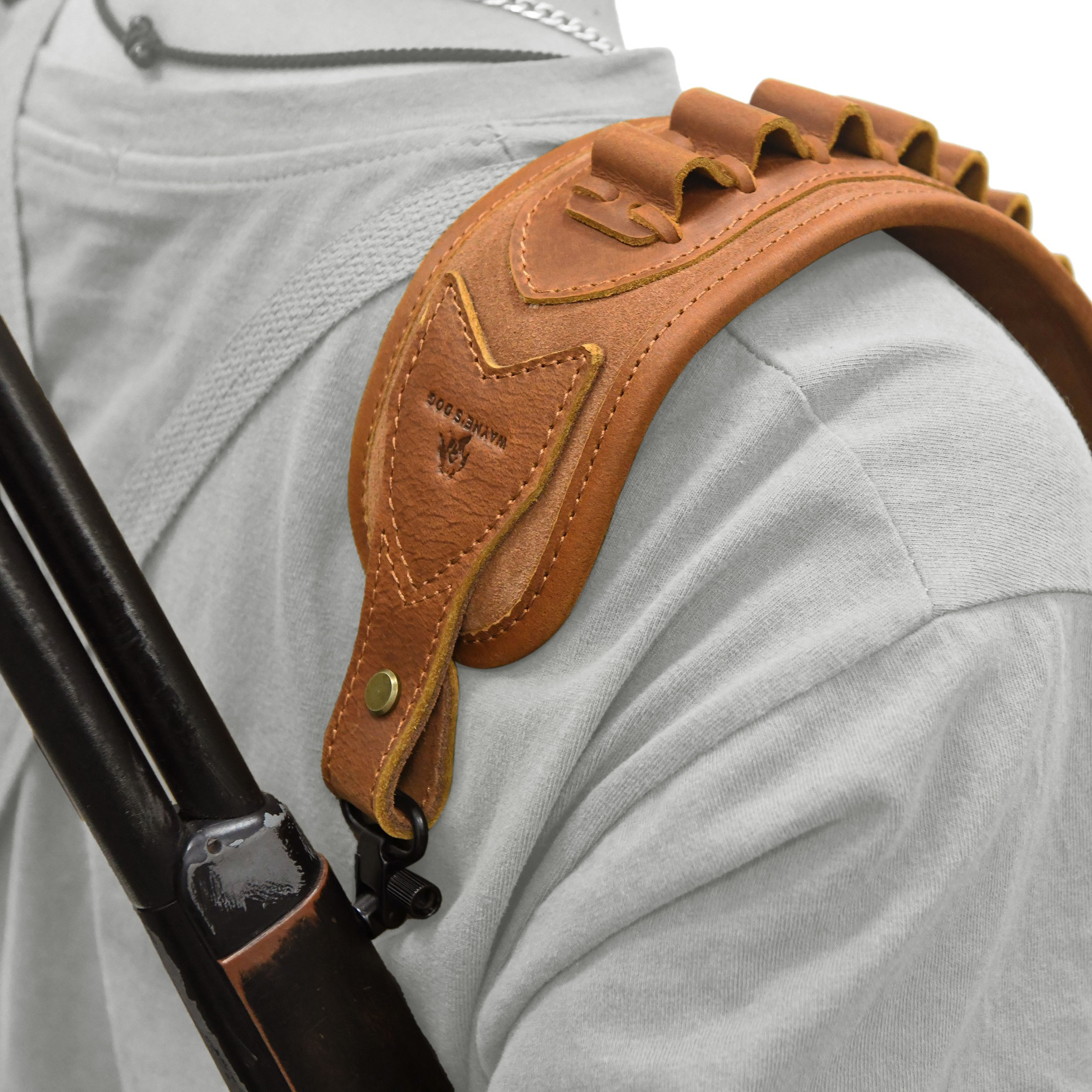 Cowhide Leather Rifle Buttstock Cheek Rest Pad with Matched Sling