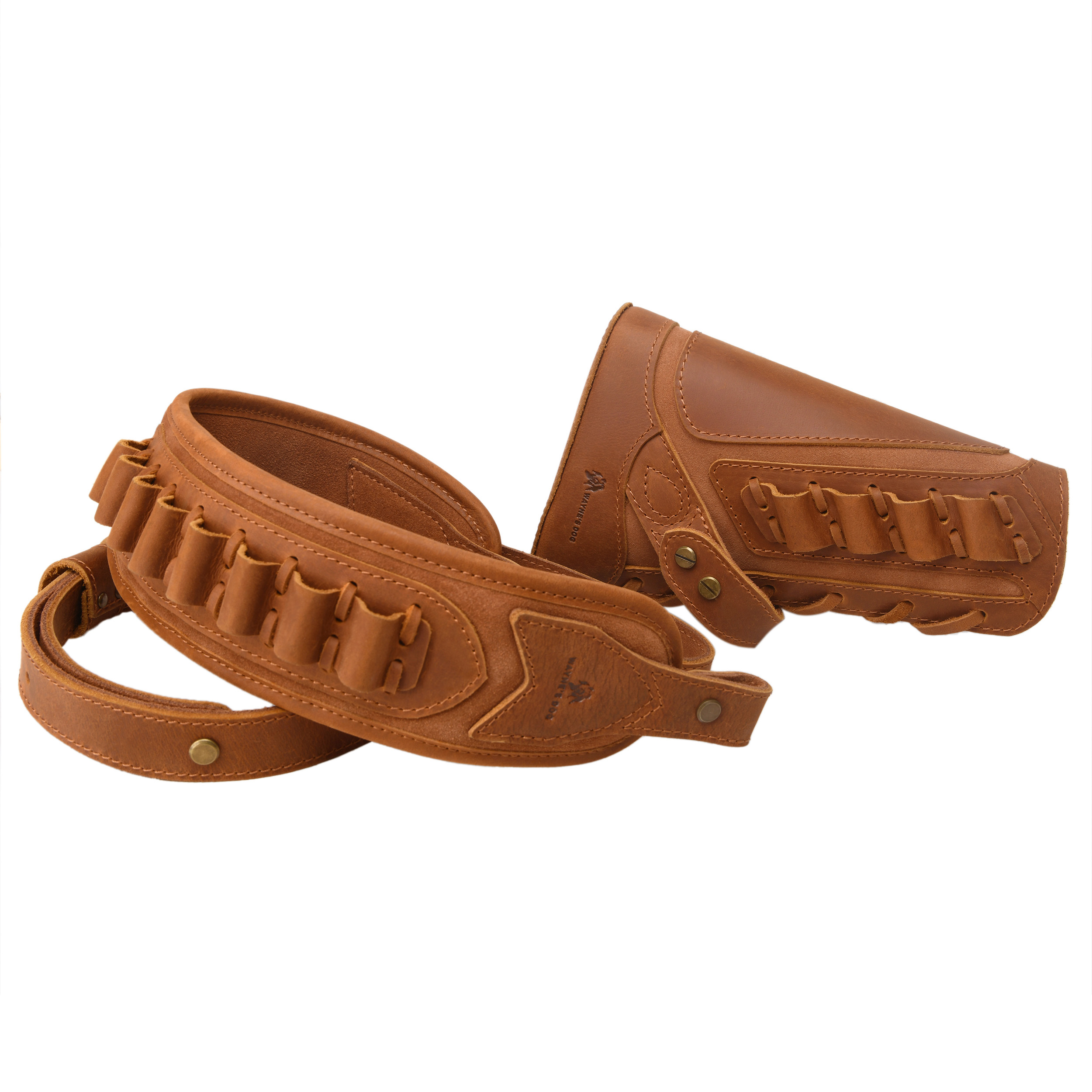 Cowhide Leather Rifle Buttstock Cheek Rest Pad with Matched Sling