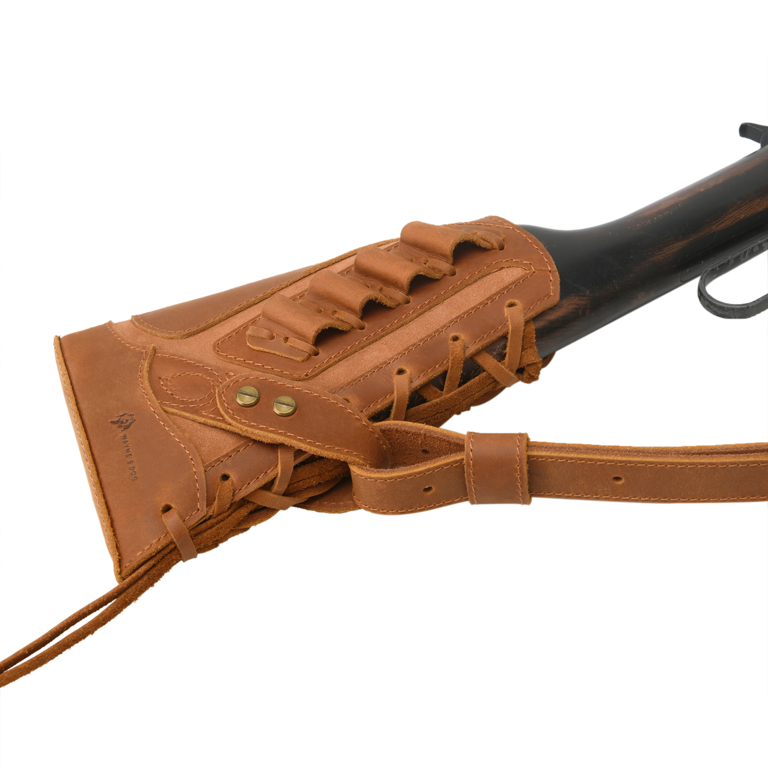 Cowhide Leather Rifle Buttstock Cheek Rest Pad with Matched Sling