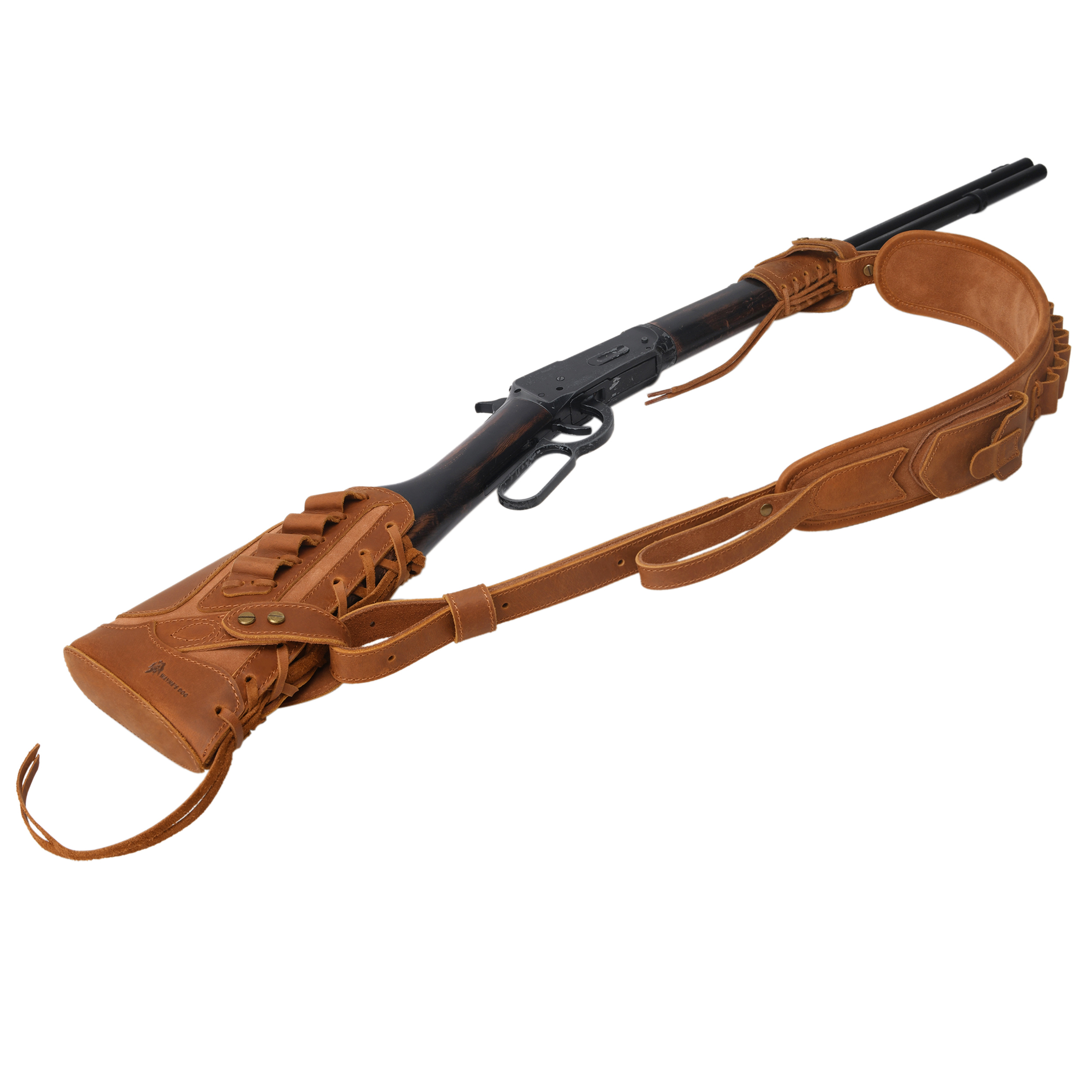 No Drill Set Leather Rifle Sling, Gun Buttstock, Sling Ring for.308.22