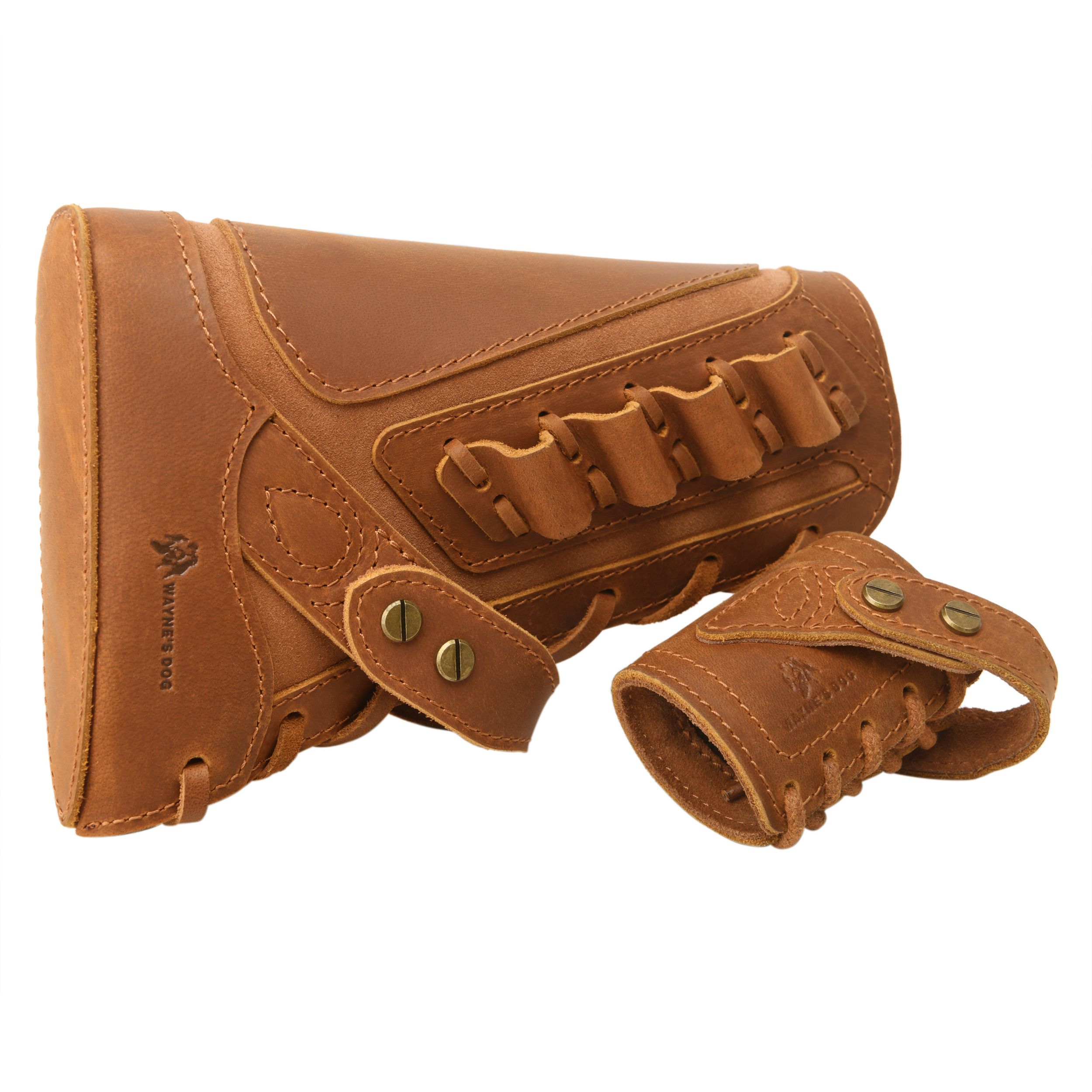 Leather No-Drill Rifle Magazine Pouch with Sling Ring for .30-30.45-70