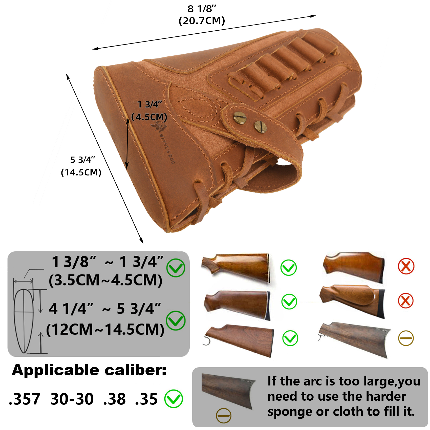 No Drill Set Leather Rifle Sling, Gun Buttstock, Sling Ring for.308.22