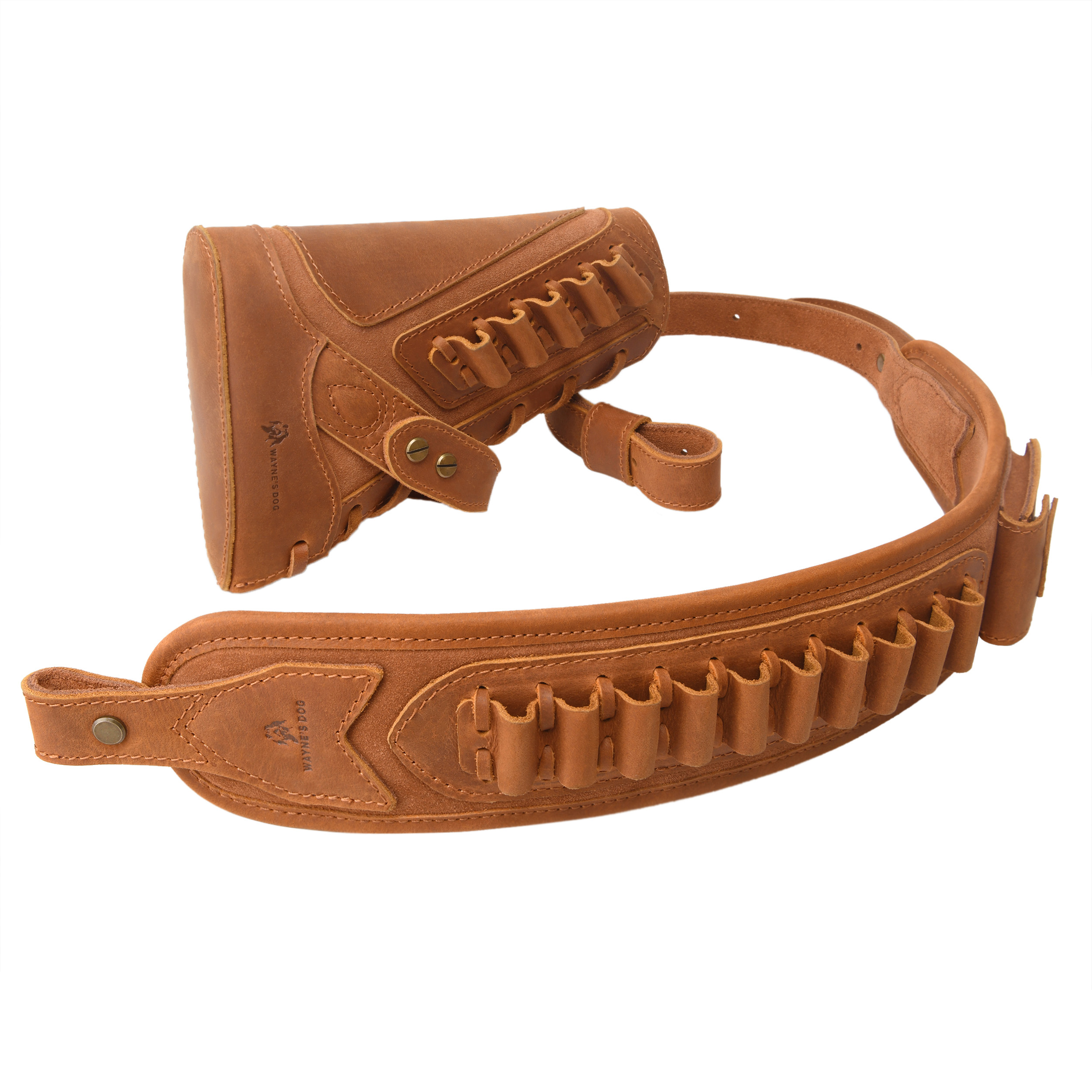 Cowhide Leather Rifle Buttstock Cheek Rest Pad with Matched Sling