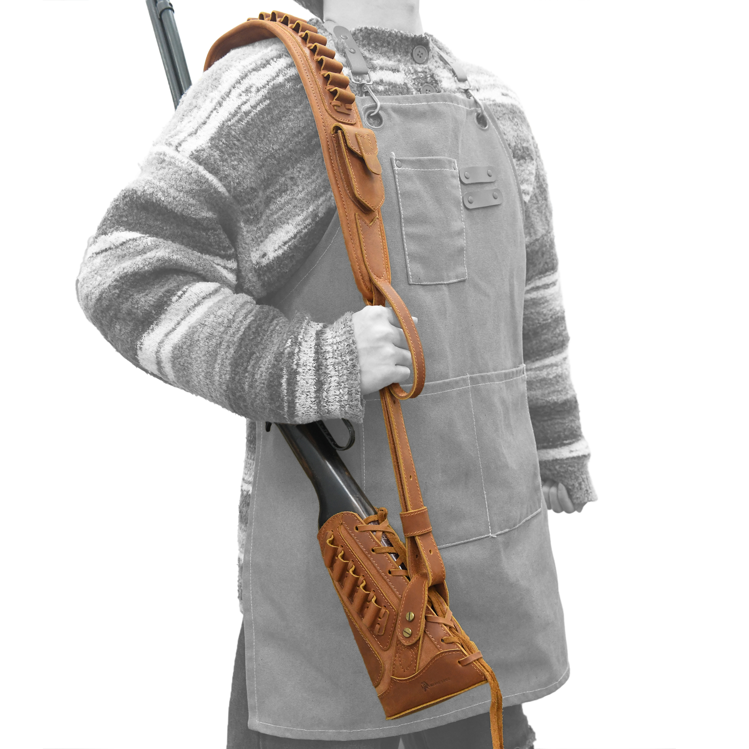 No Drill Set Leather Rifle Sling, Gun Buttstock, Sling Ring for.308.22