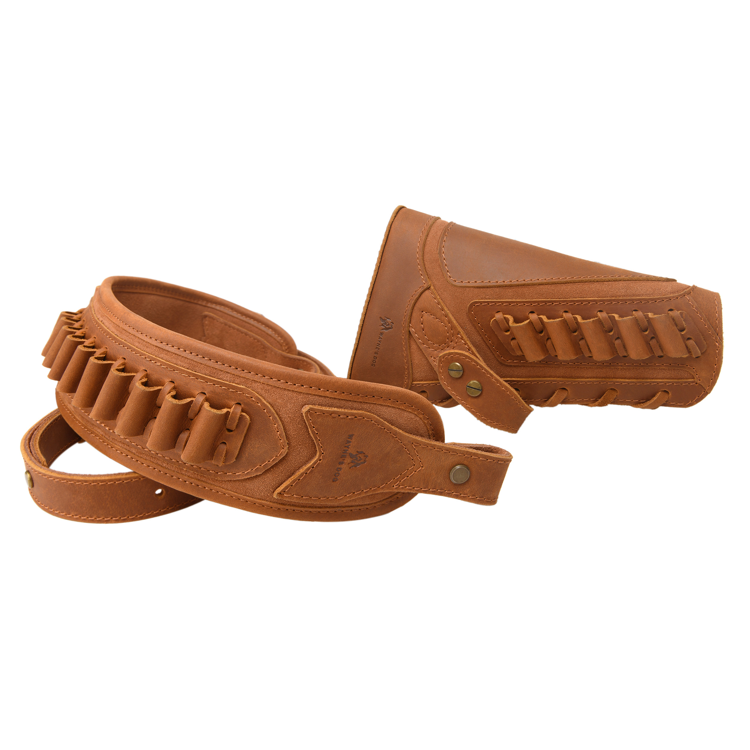 Cowhide Leather Rifle Buttstock Cheek Rest Pad with Matched Sling