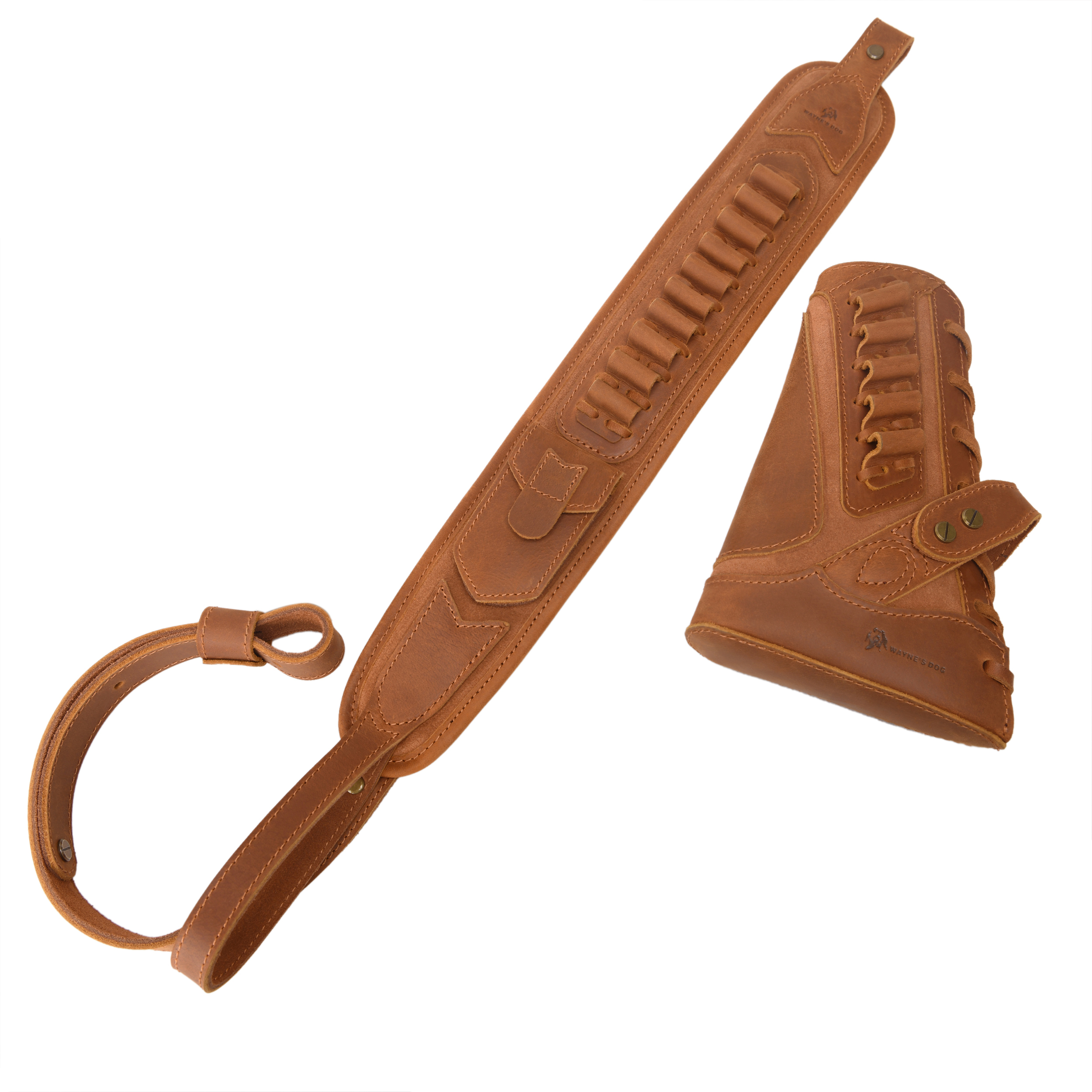 Cowhide Leather Rifle Buttstock Cheek Rest Pad with Matched Sling