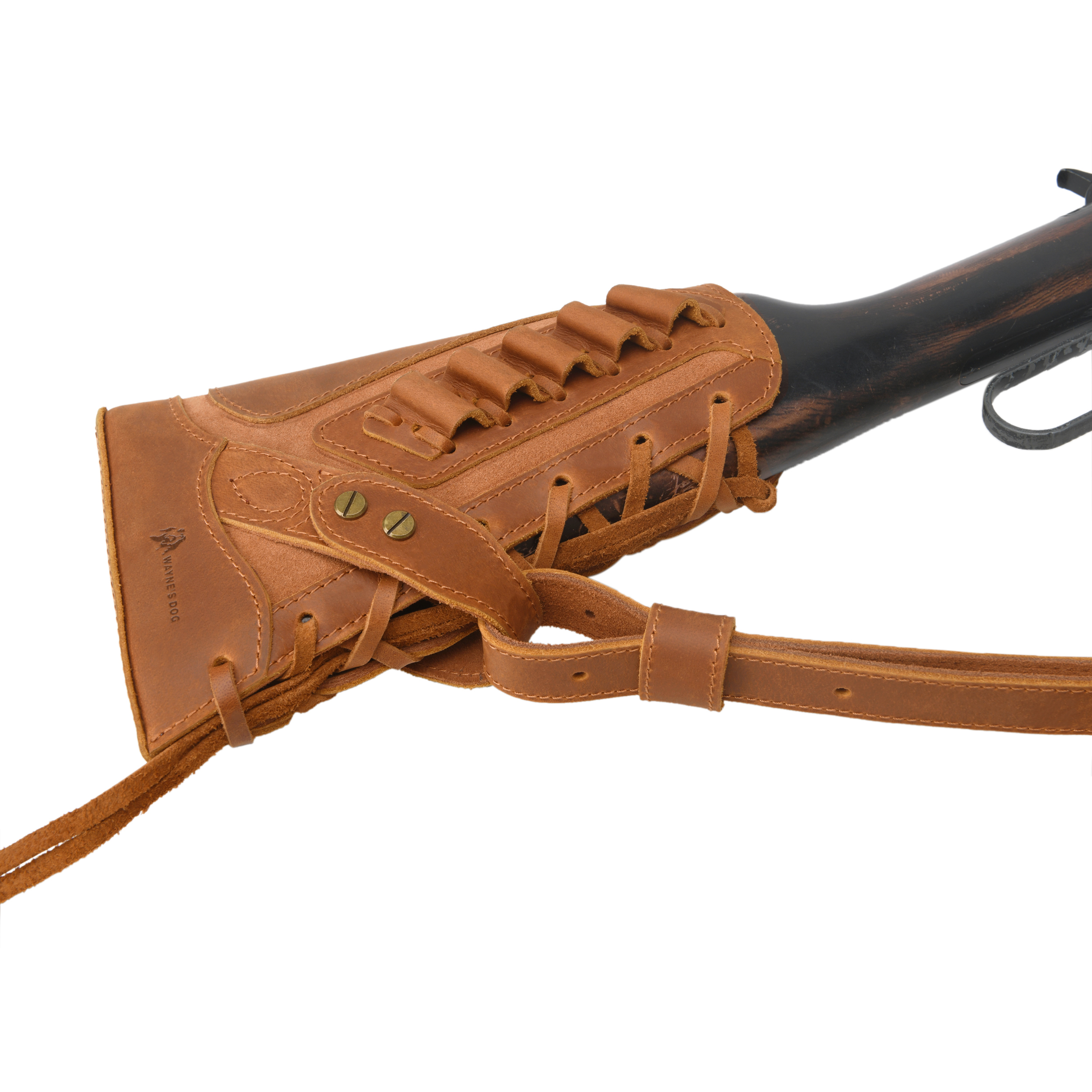 Cowhide Leather Rifle Buttstock Cheek Rest Pad with Matched Sling