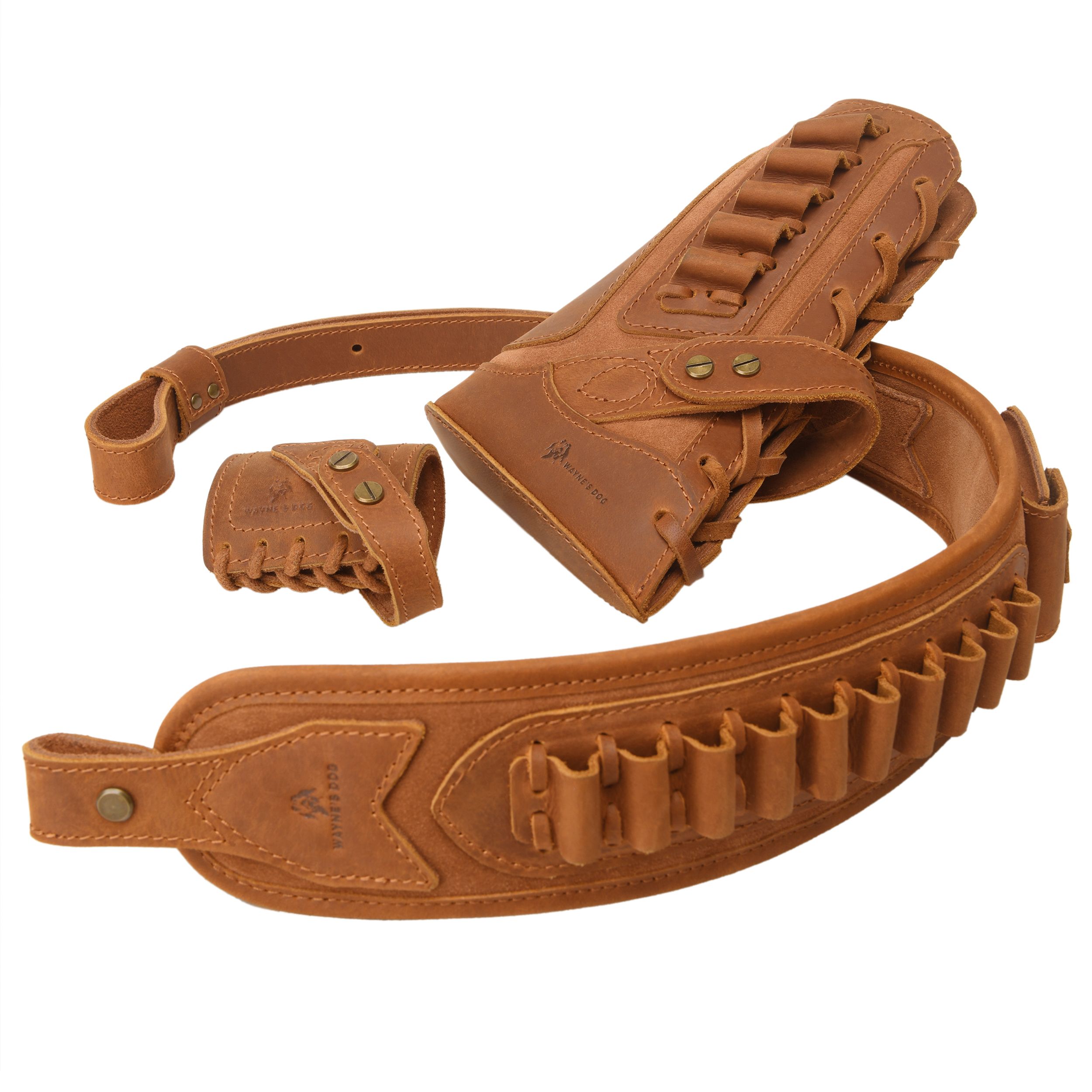 No Drill Set Leather Rifle Sling, Gun Buttstock, Sling Ring for.308.22