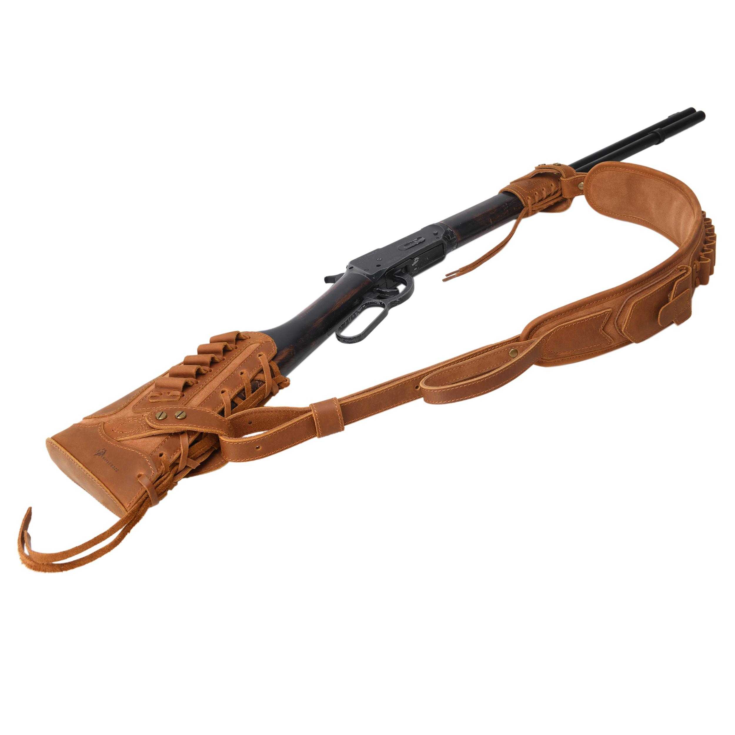 No Drill Set Leather Rifle Sling, Gun Buttstock, Sling Ring for.308.22
