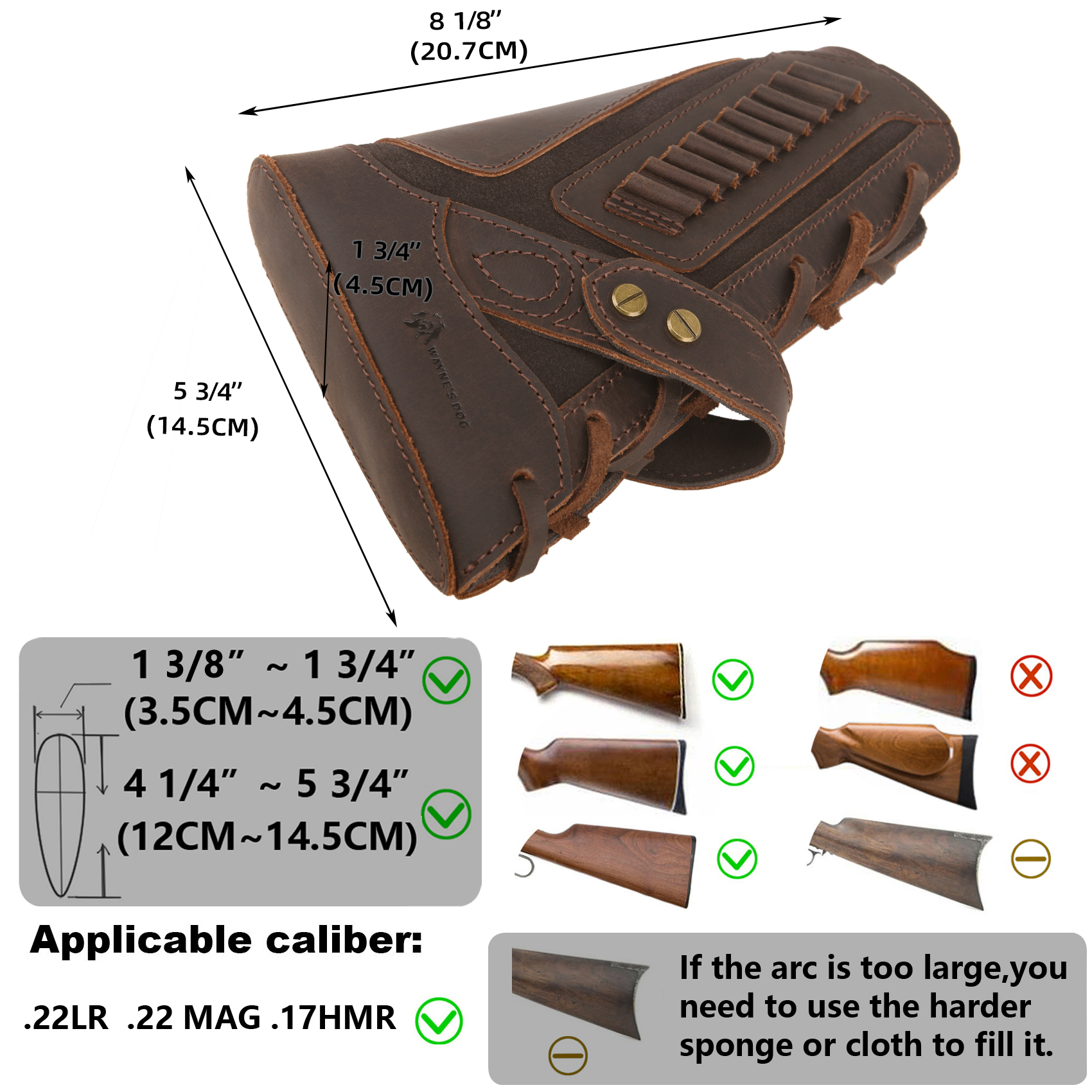 No Drill Set Leather Rifle Sling, Gun Buttstock, Sling Ring for.308.22