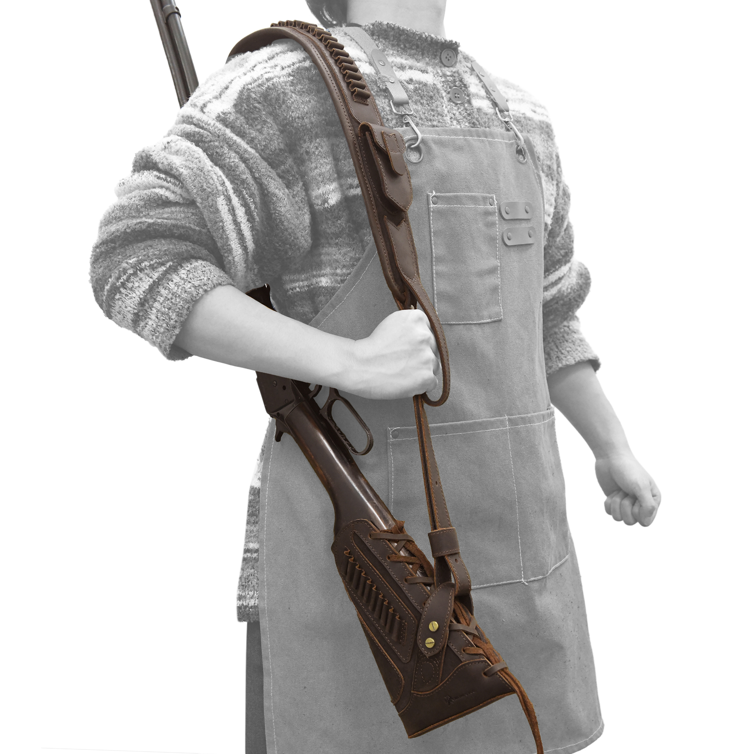 No Drill Set Leather Rifle Sling, Gun Buttstock, Sling Ring for.308.22