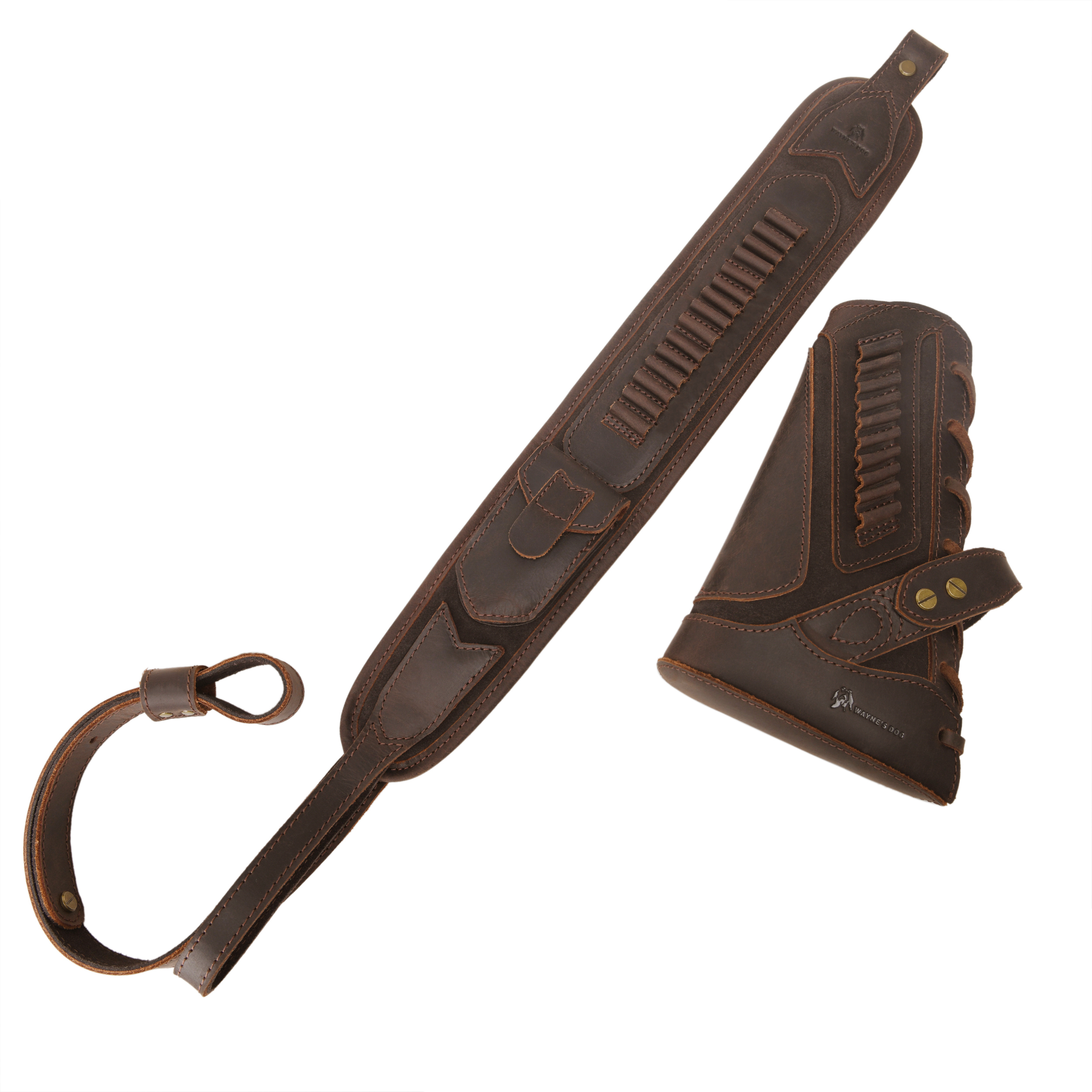 Cowhide Leather Rifle Buttstock Cheek Rest Pad with Matched Sling