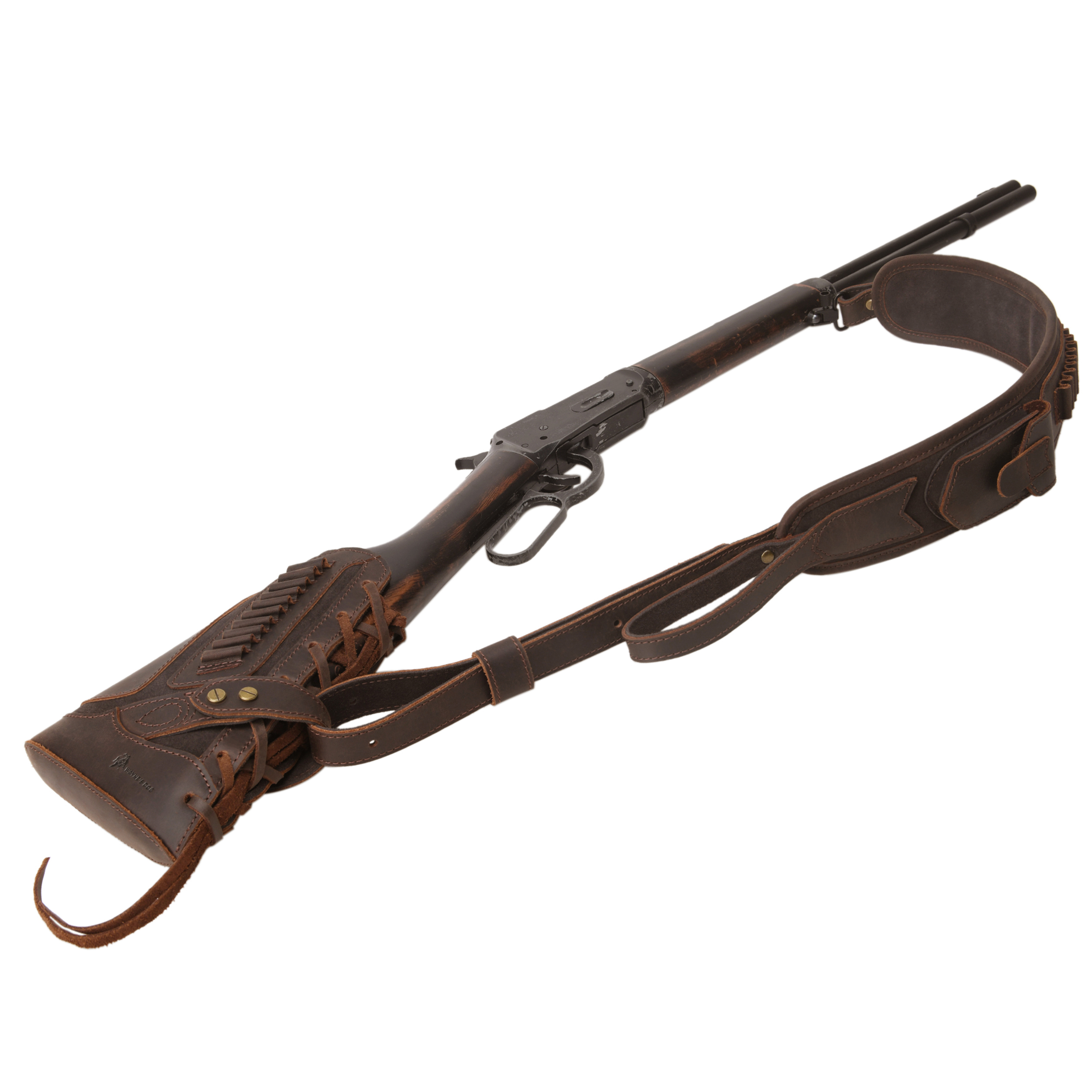 Cowhide Leather Rifle Buttstock Cheek Rest Pad with Matched Sling