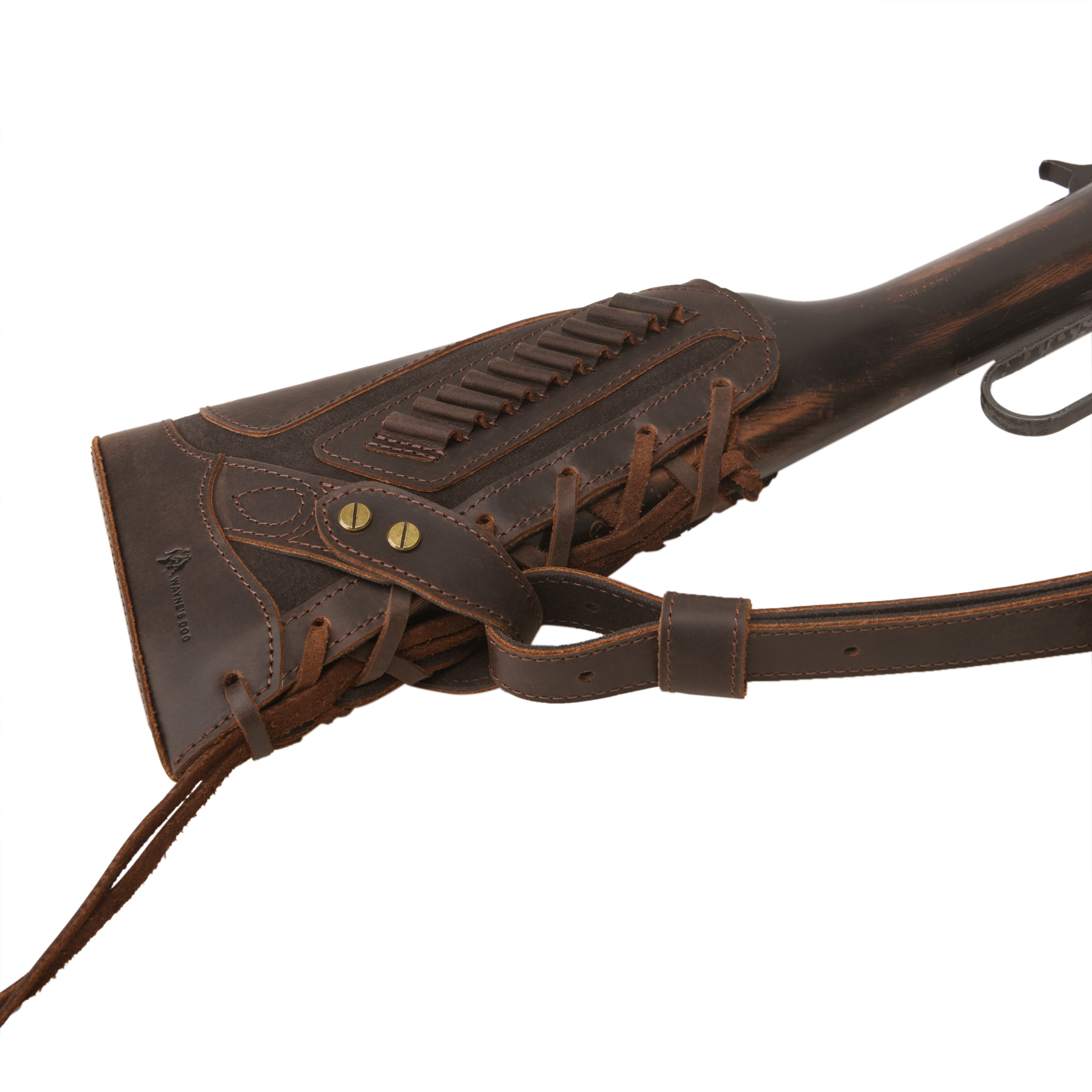 Cowhide Leather Rifle Buttstock Cheek Rest Pad with Matched Sling