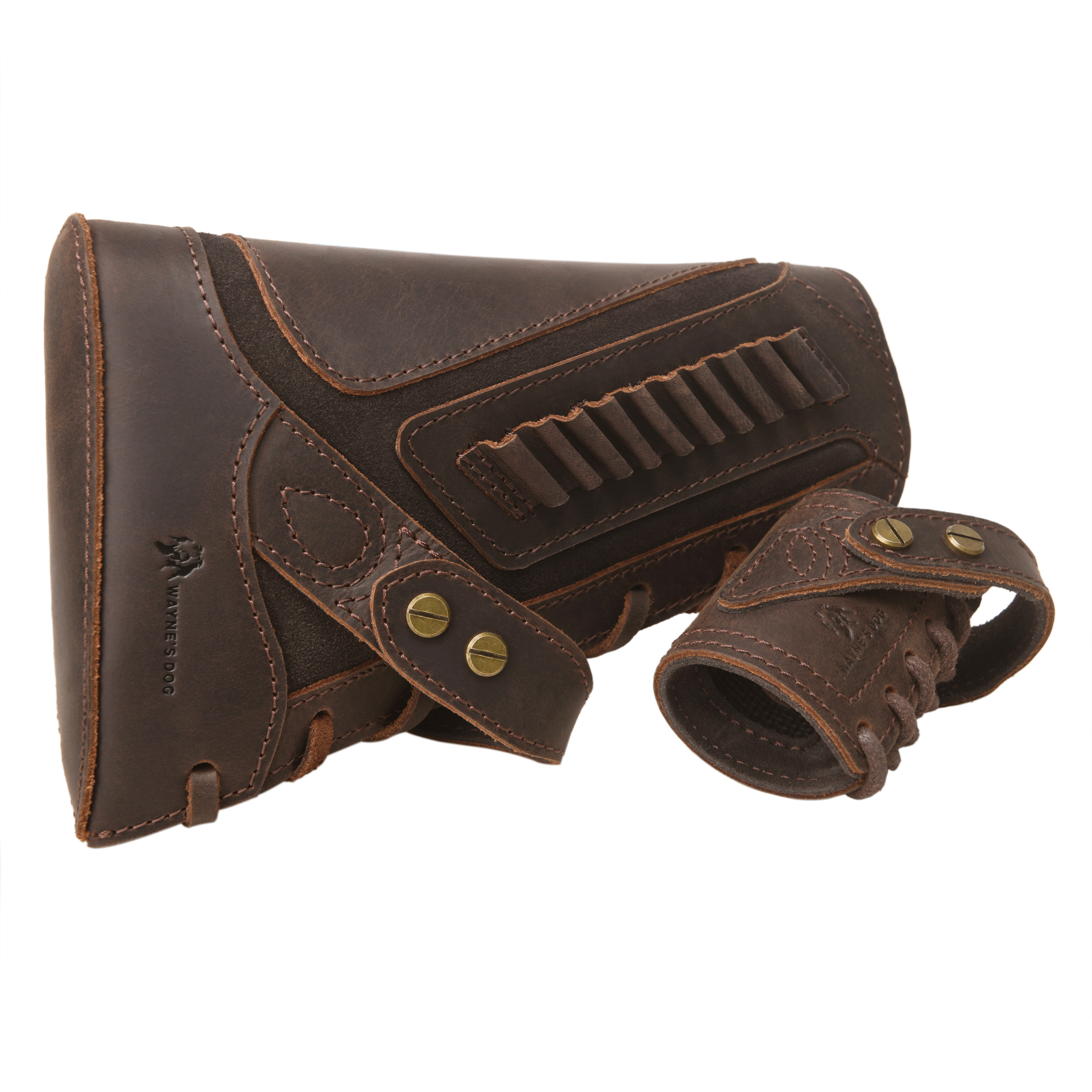 Leather No-Drill Rifle Magazine Pouch with Sling Ring for .30-30.45-70