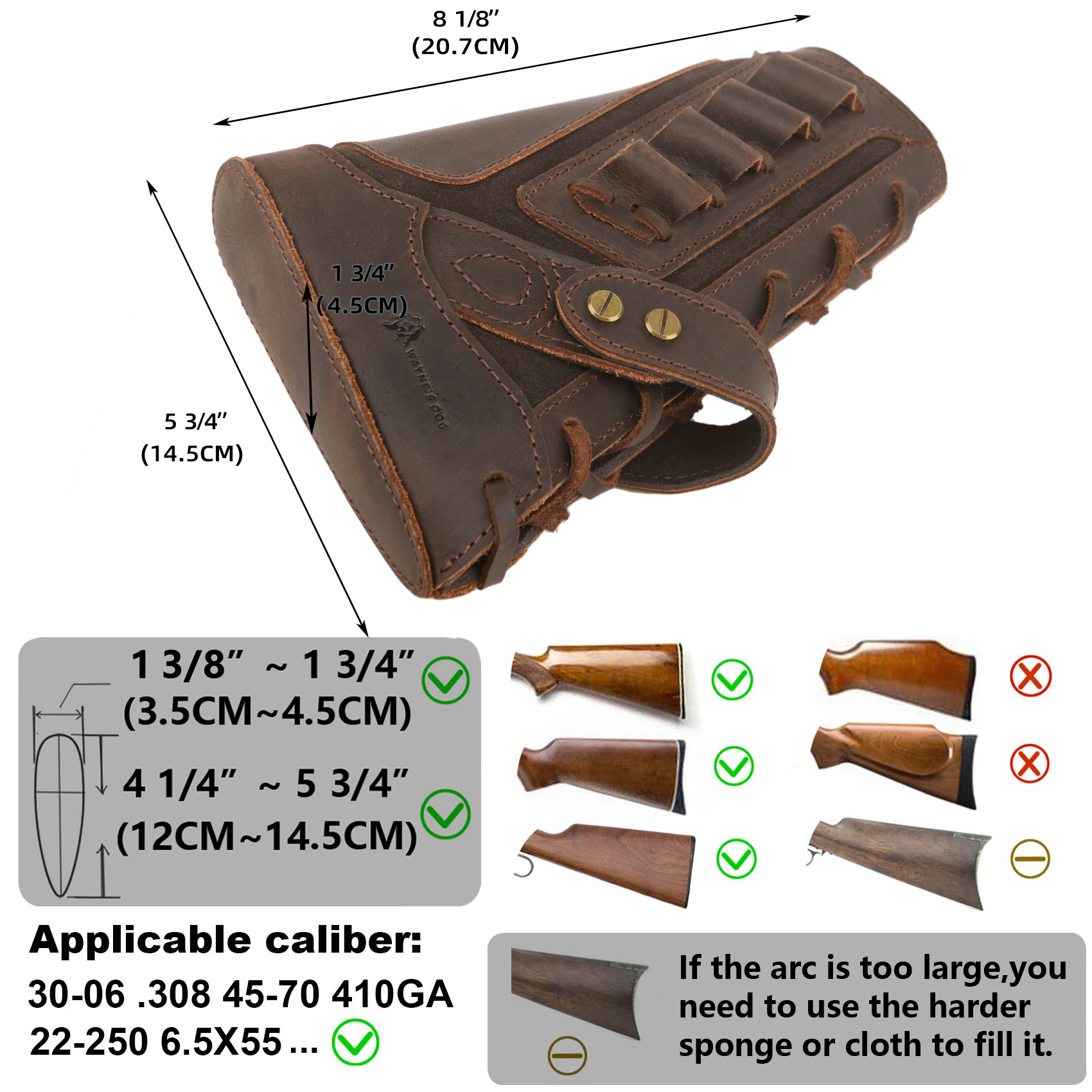 No Drill Set Leather Rifle Sling, Gun Buttstock, Sling Ring for.308.22