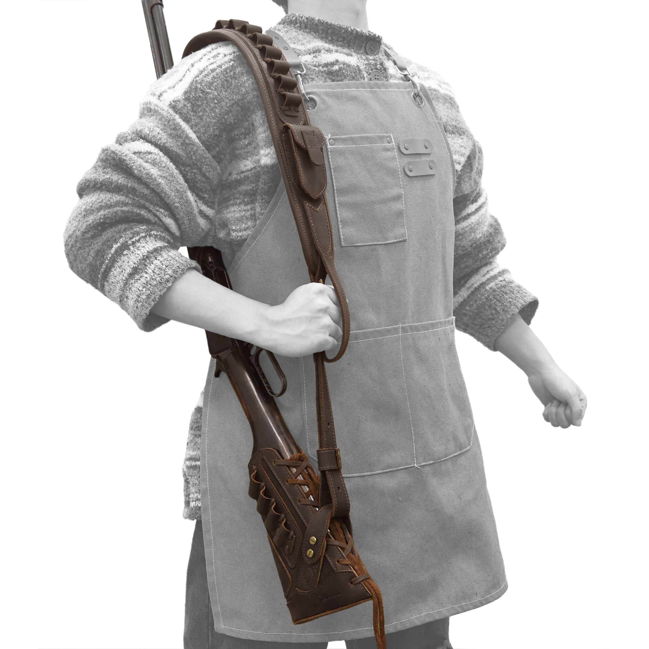 No Drill Set Leather Rifle Sling, Gun Buttstock, Sling Ring for.308.22