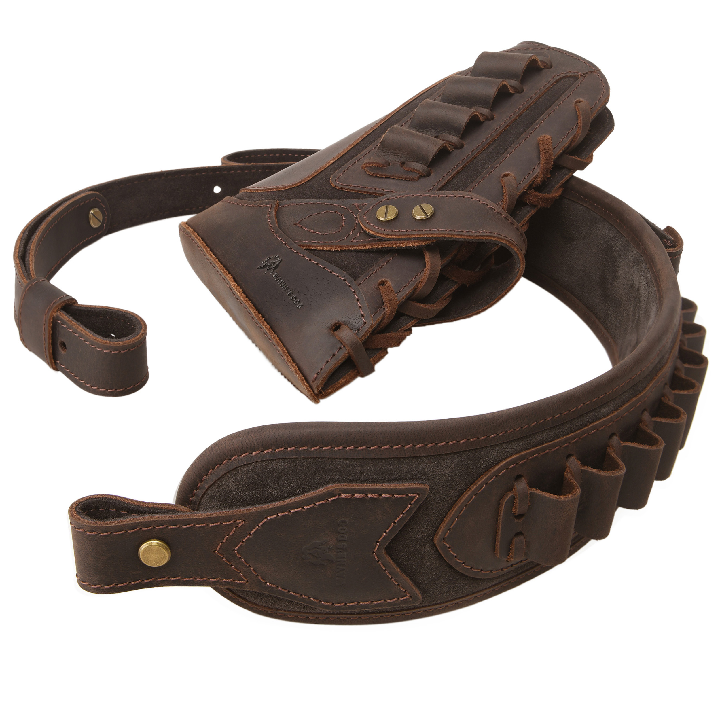 Cowhide Leather Rifle Buttstock Cheek Rest Pad with Matched Sling