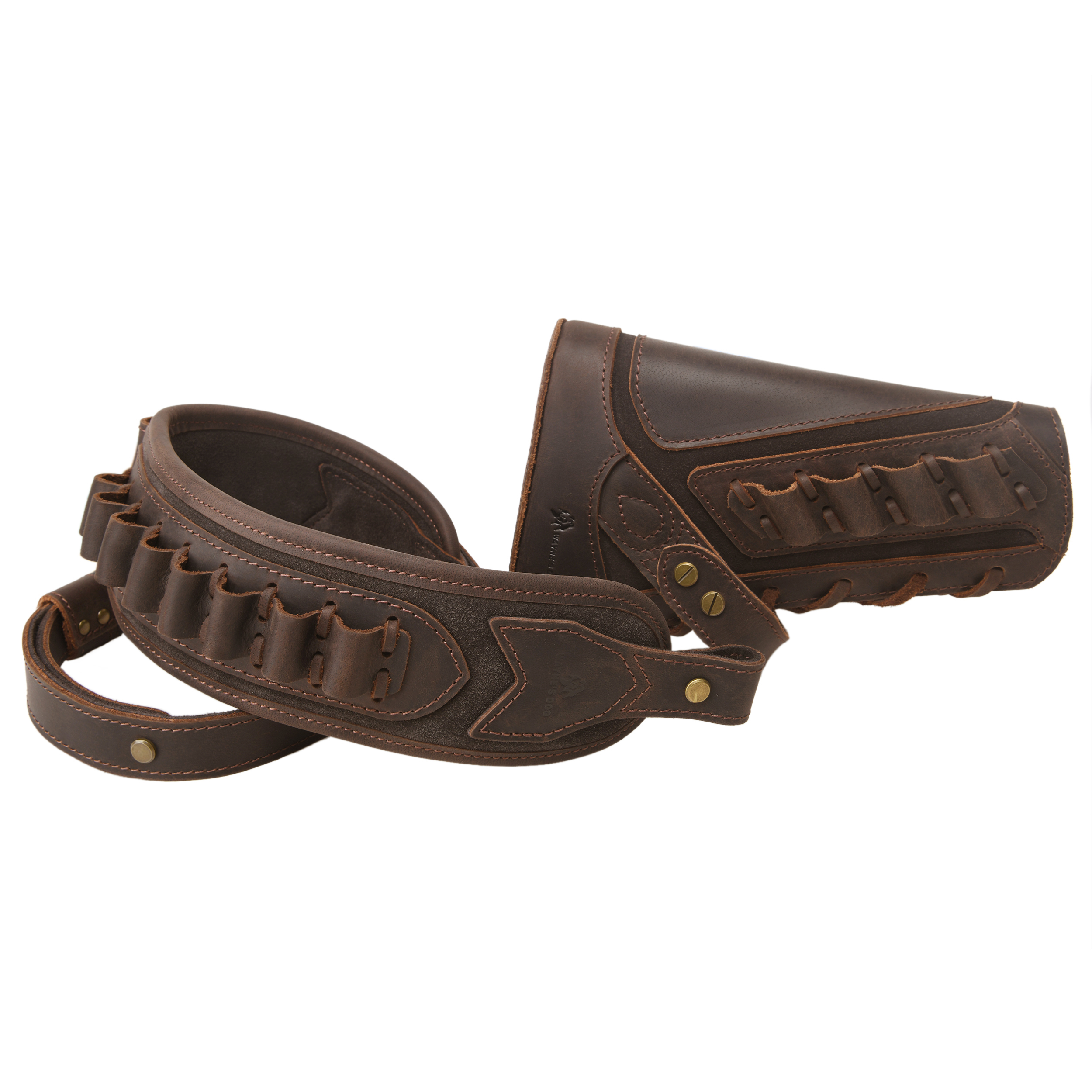 Cowhide Leather Rifle Buttstock Cheek Rest Pad with Matched Sling